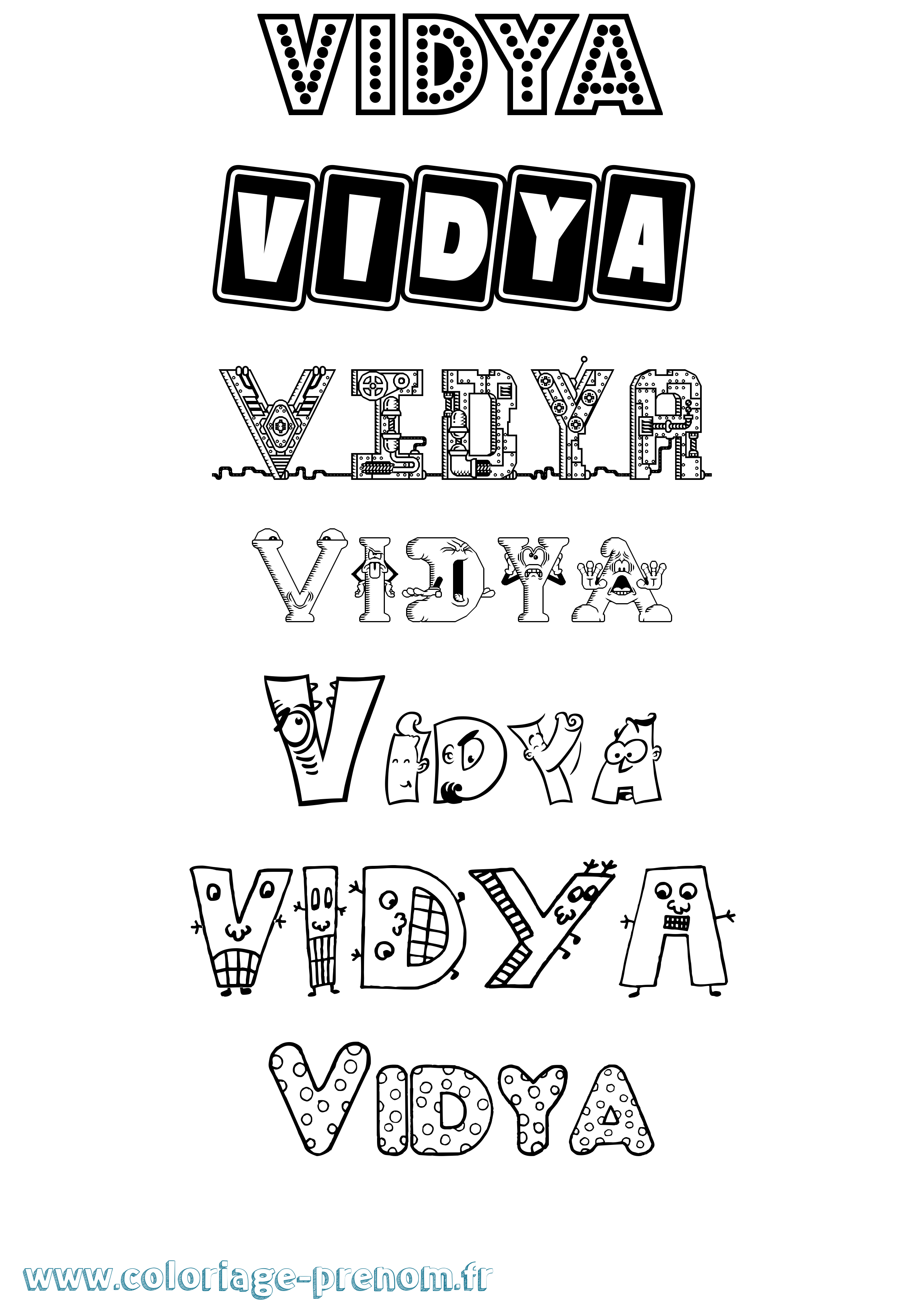 Coloriage Vidya Fun Coloriage prénom Vidya Fun