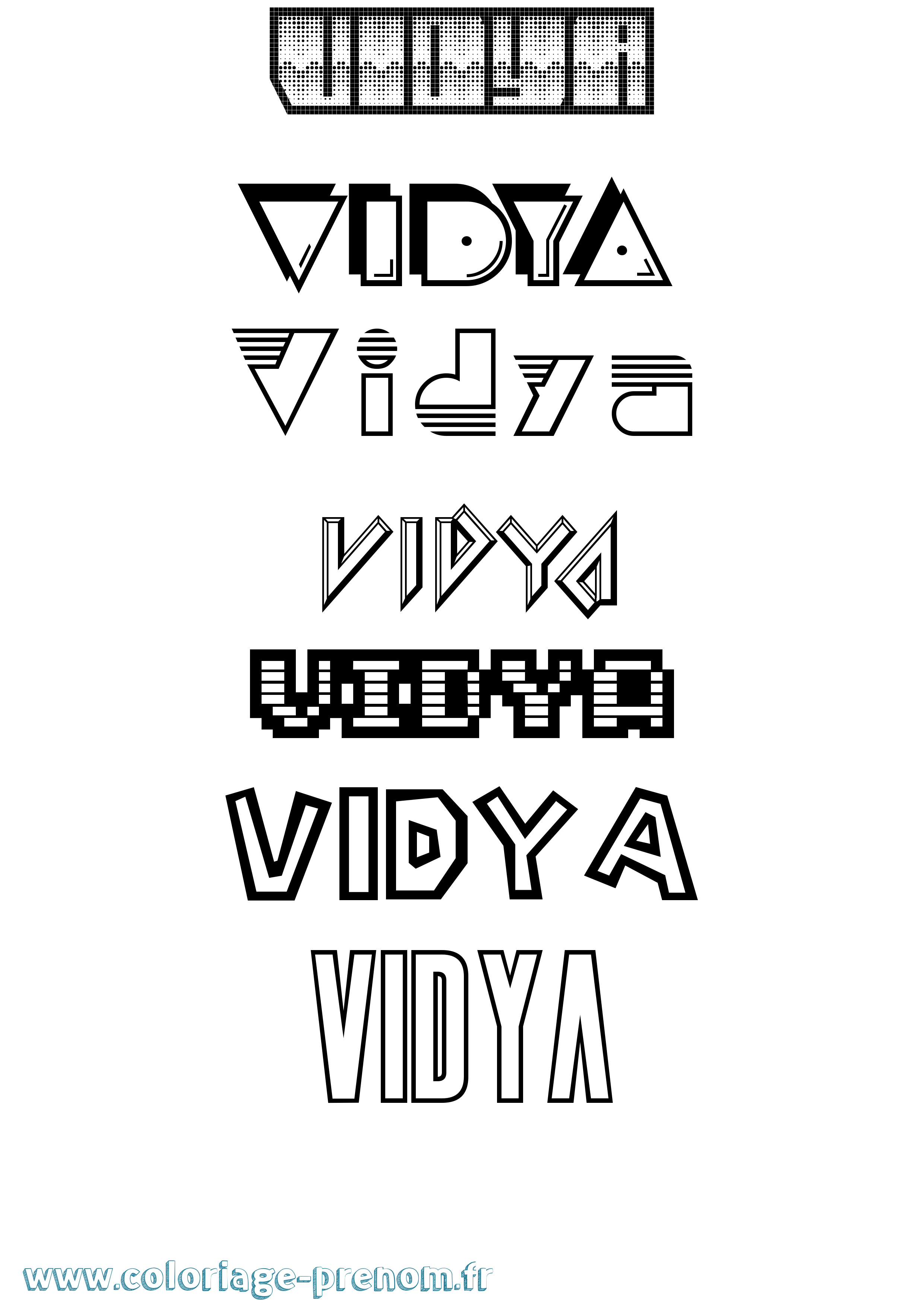 Coloriage Vidya Jeux Vidéos Coloriage prénom Vidya Jeux Vidéos