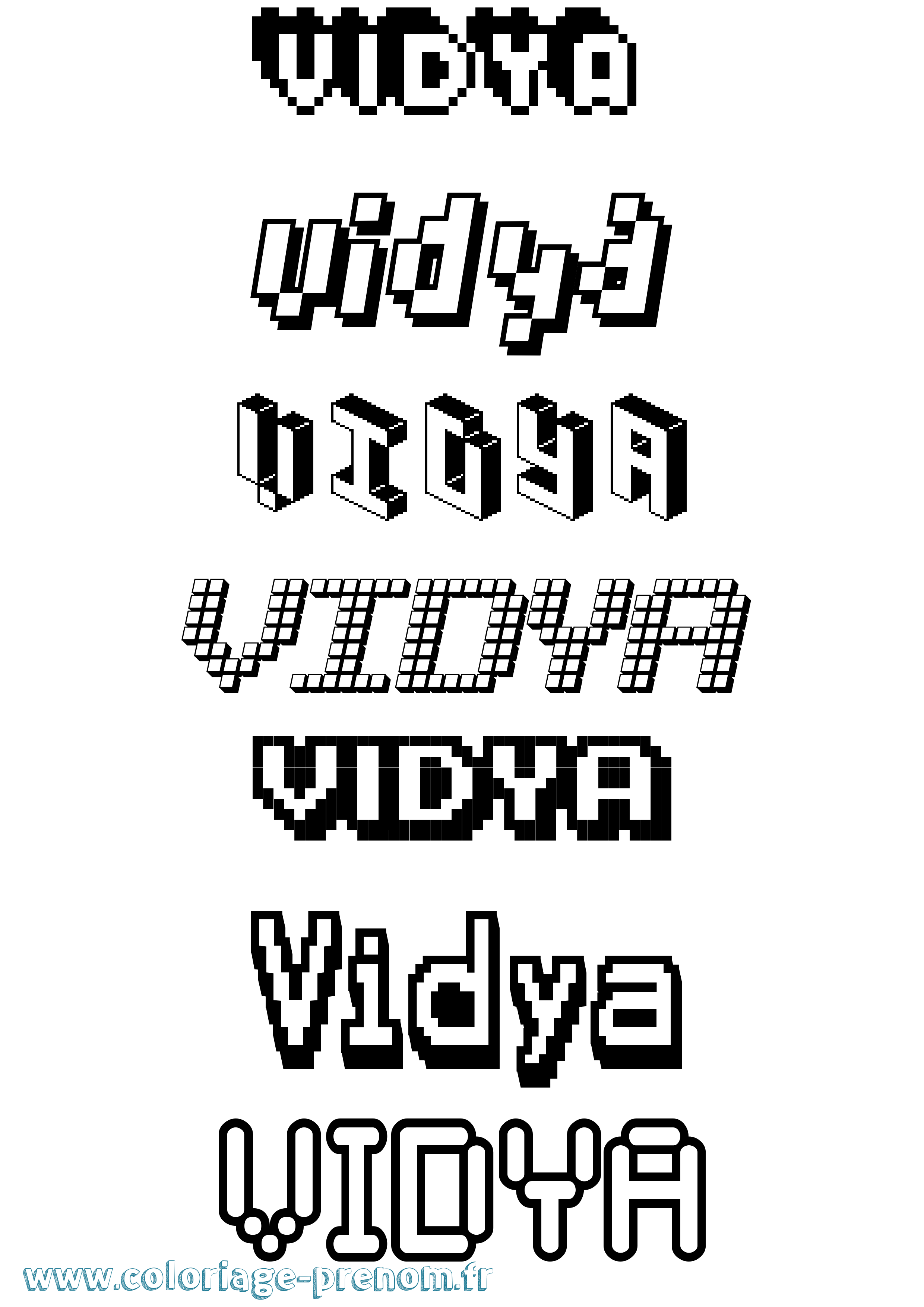Coloriage Vidya Pixel Coloriage prénom Vidya Pixel
