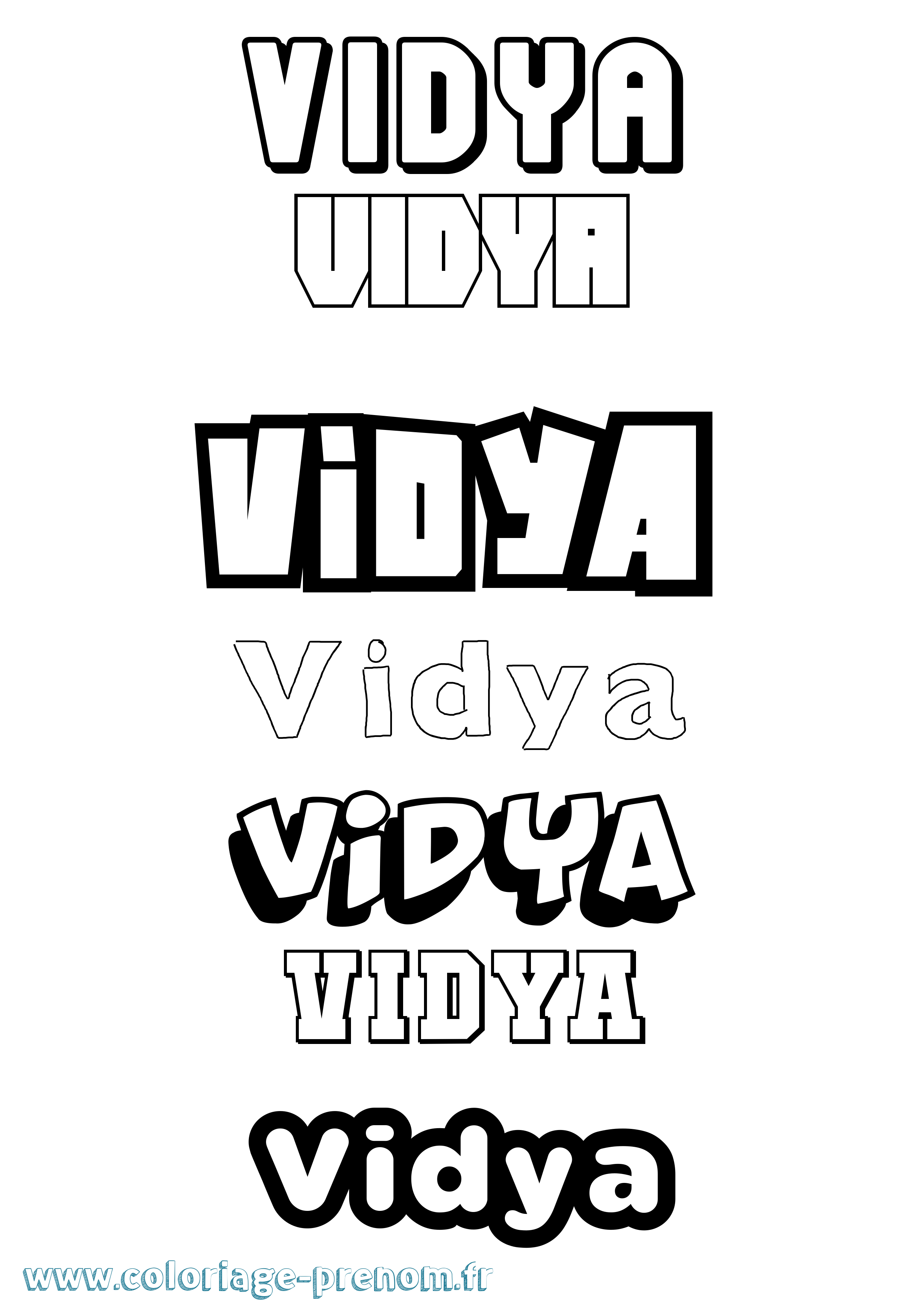 Coloriage Vidya Simple Coloriage prénom Vidya Simple