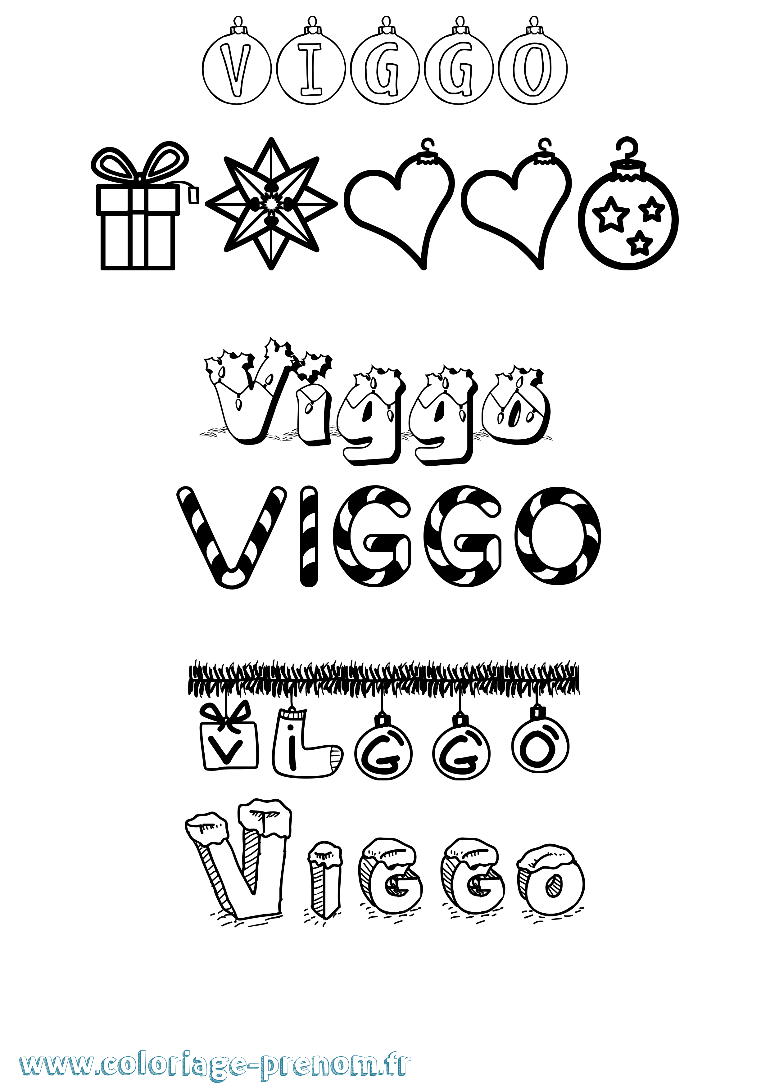 Coloriage Viggo Noël Coloriage prénom Viggo Noël
