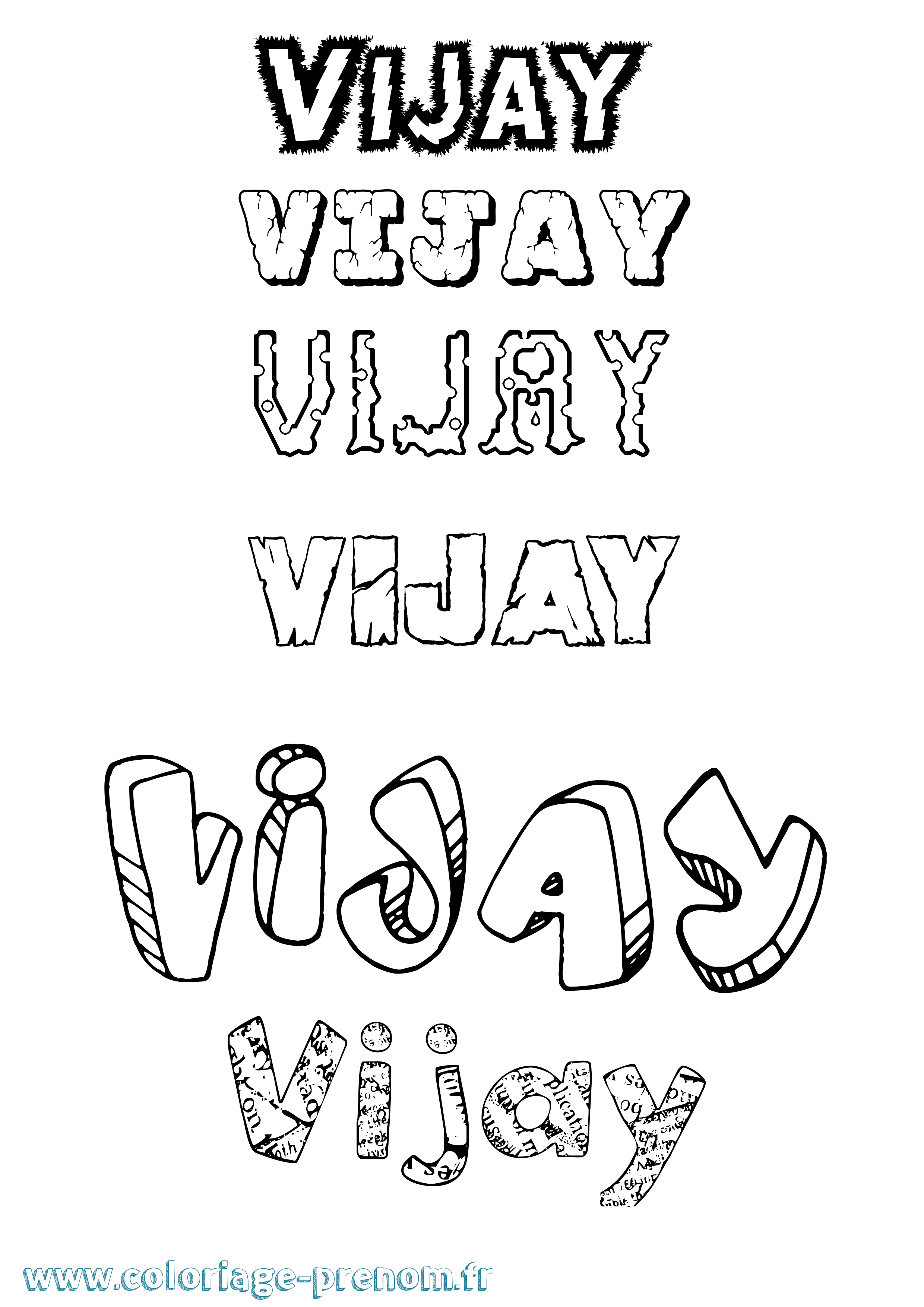 Coloriage Vijay Destructuré Coloriage prénom Vijay Destructuré