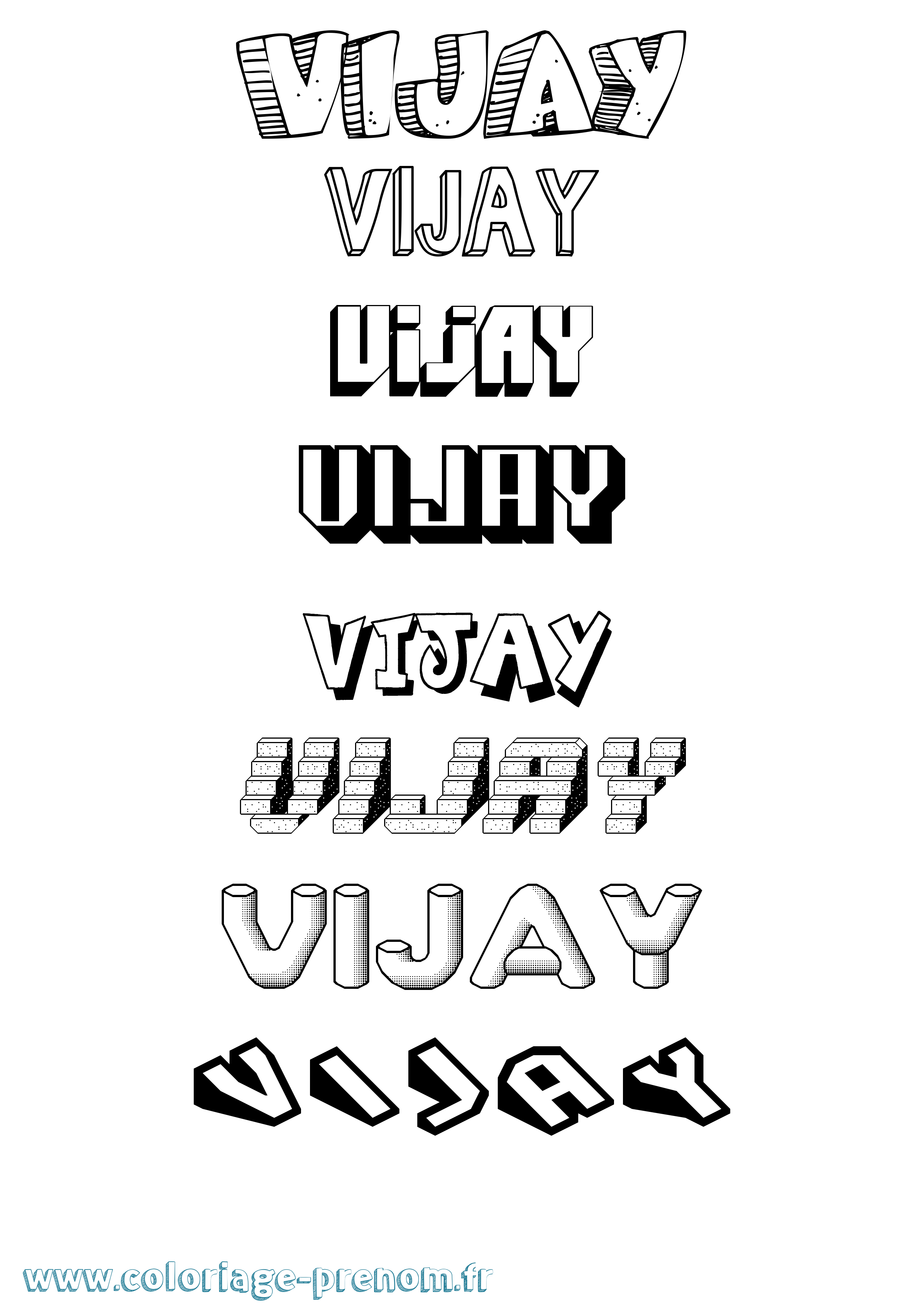 Coloriage Vijay Effet 3D Coloriage prénom Vijay Effet 3D
