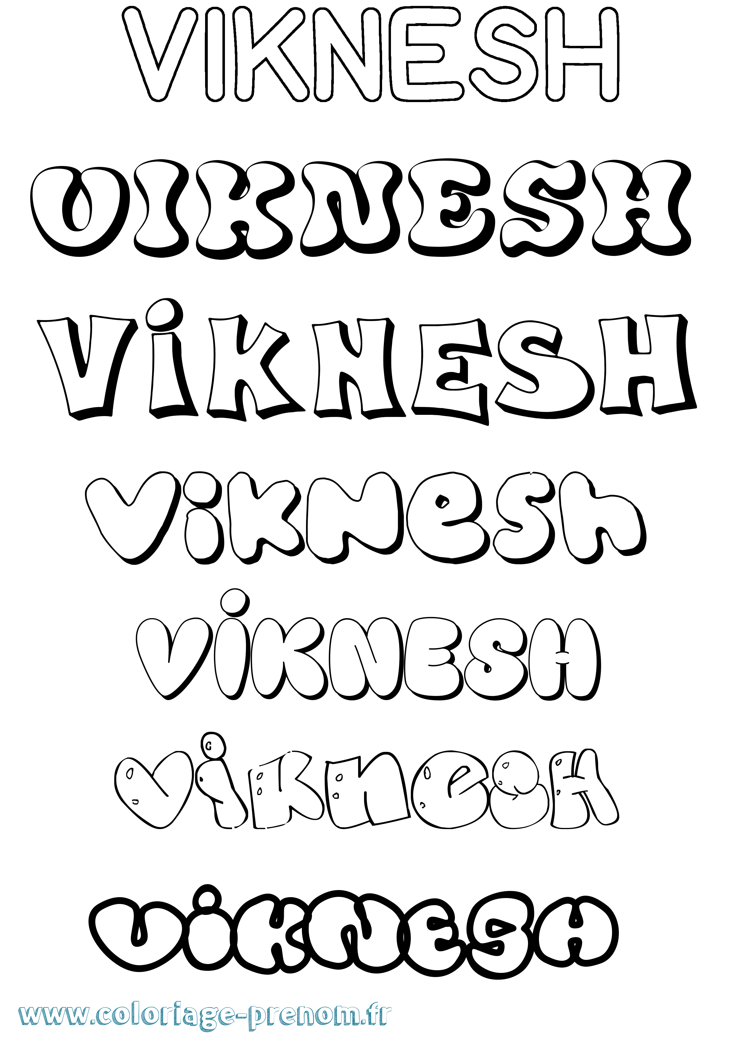 Coloriage Viknesh Bubble Coloriage prénom Viknesh Bubble