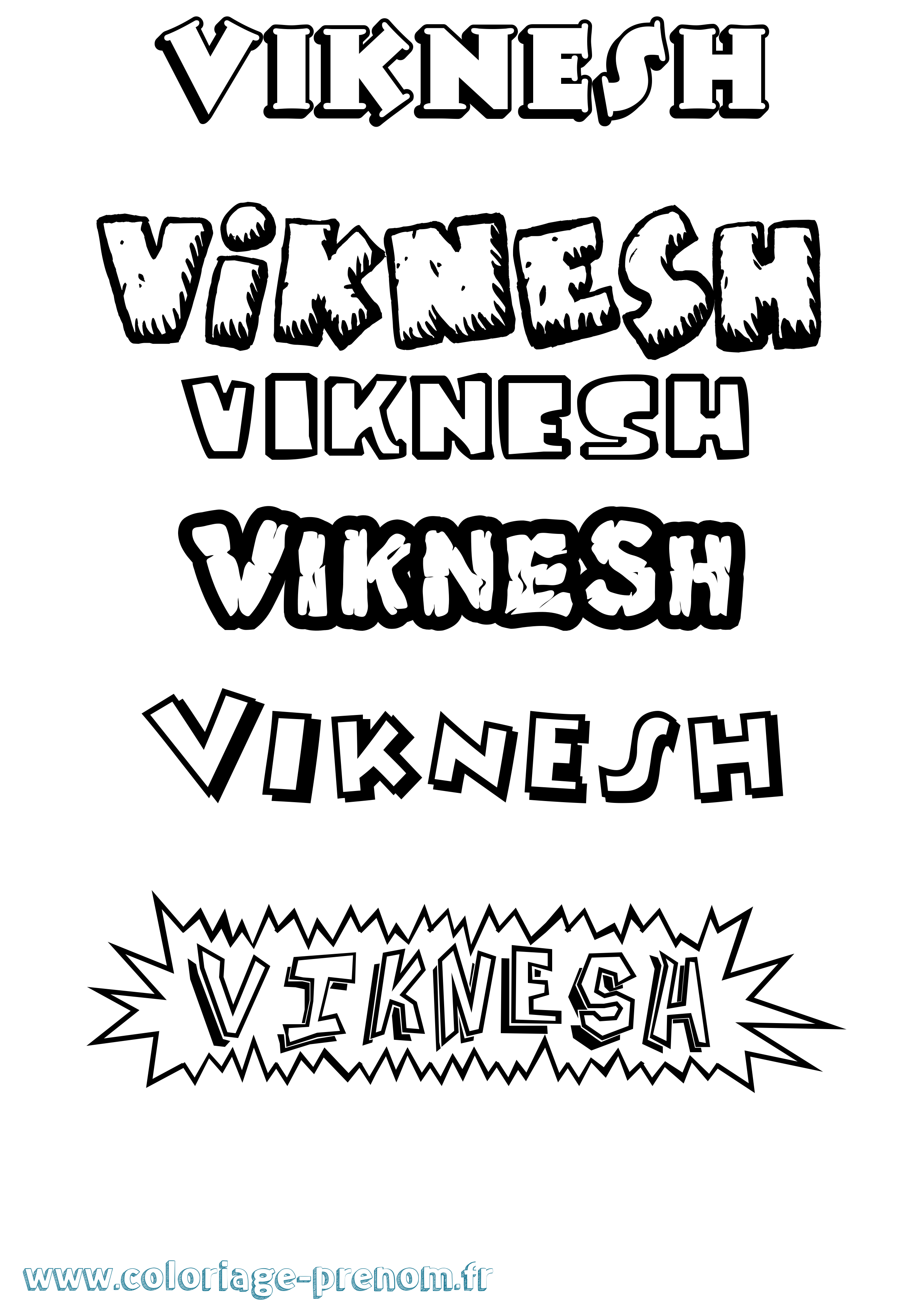 Coloriage Viknesh Dessin Animé Coloriage prénom Viknesh Dessin Animé