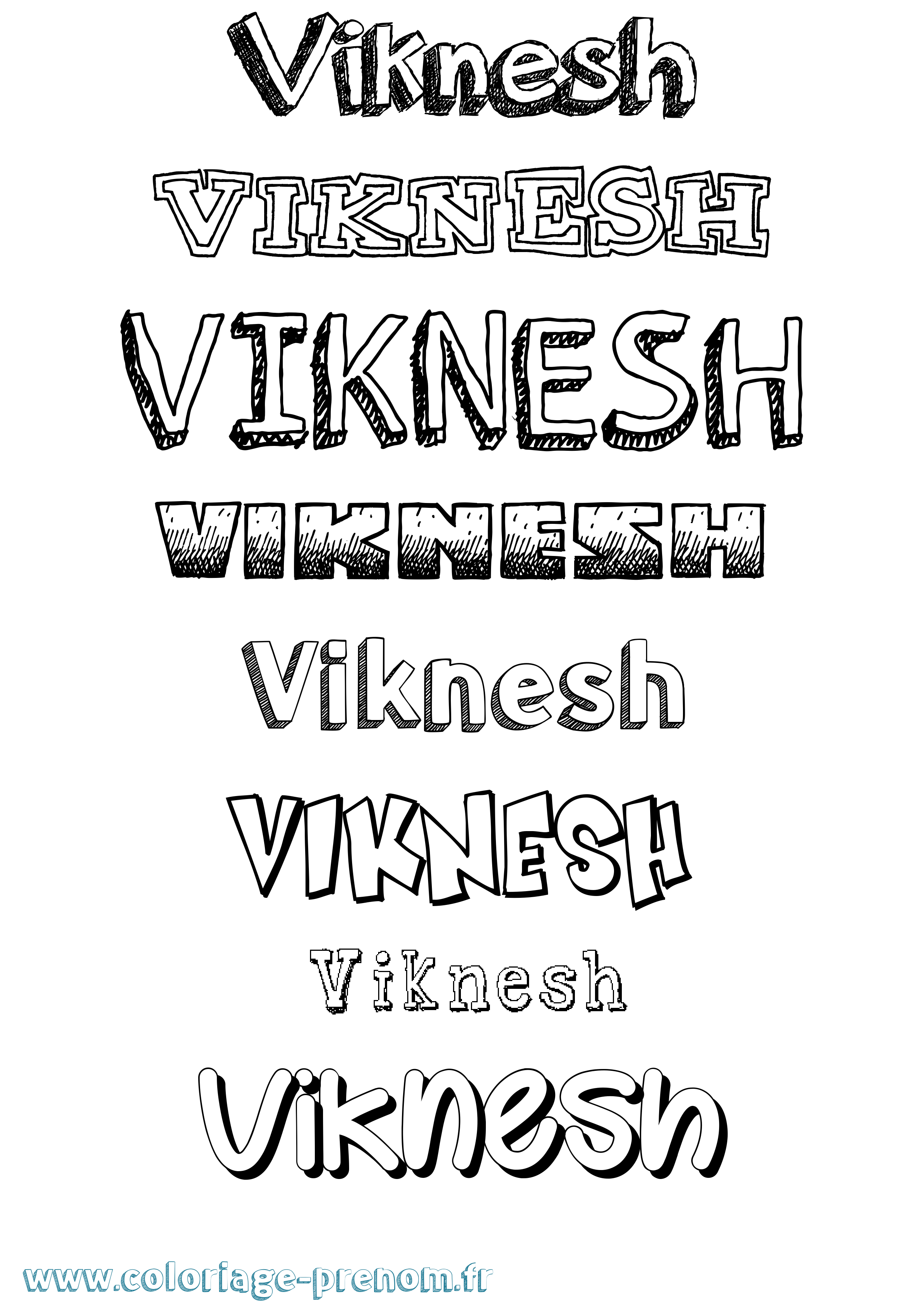 Coloriage Viknesh Dessiné Coloriage prénom Viknesh Dessiné