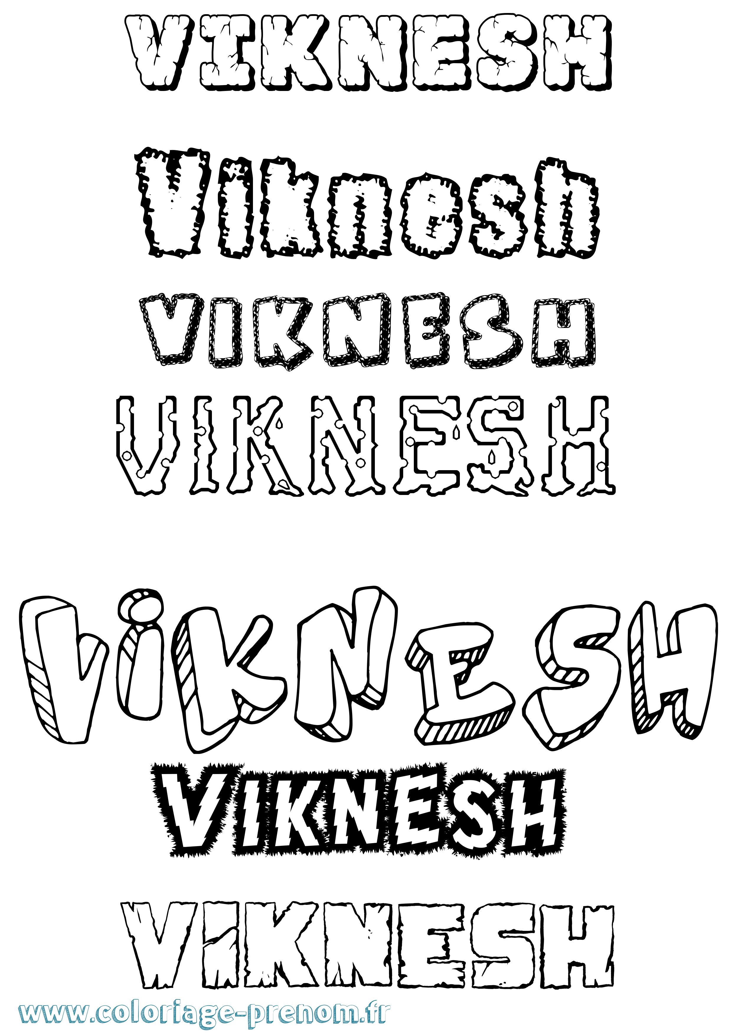 Coloriage Viknesh Destructuré Coloriage prénom Viknesh Destructuré