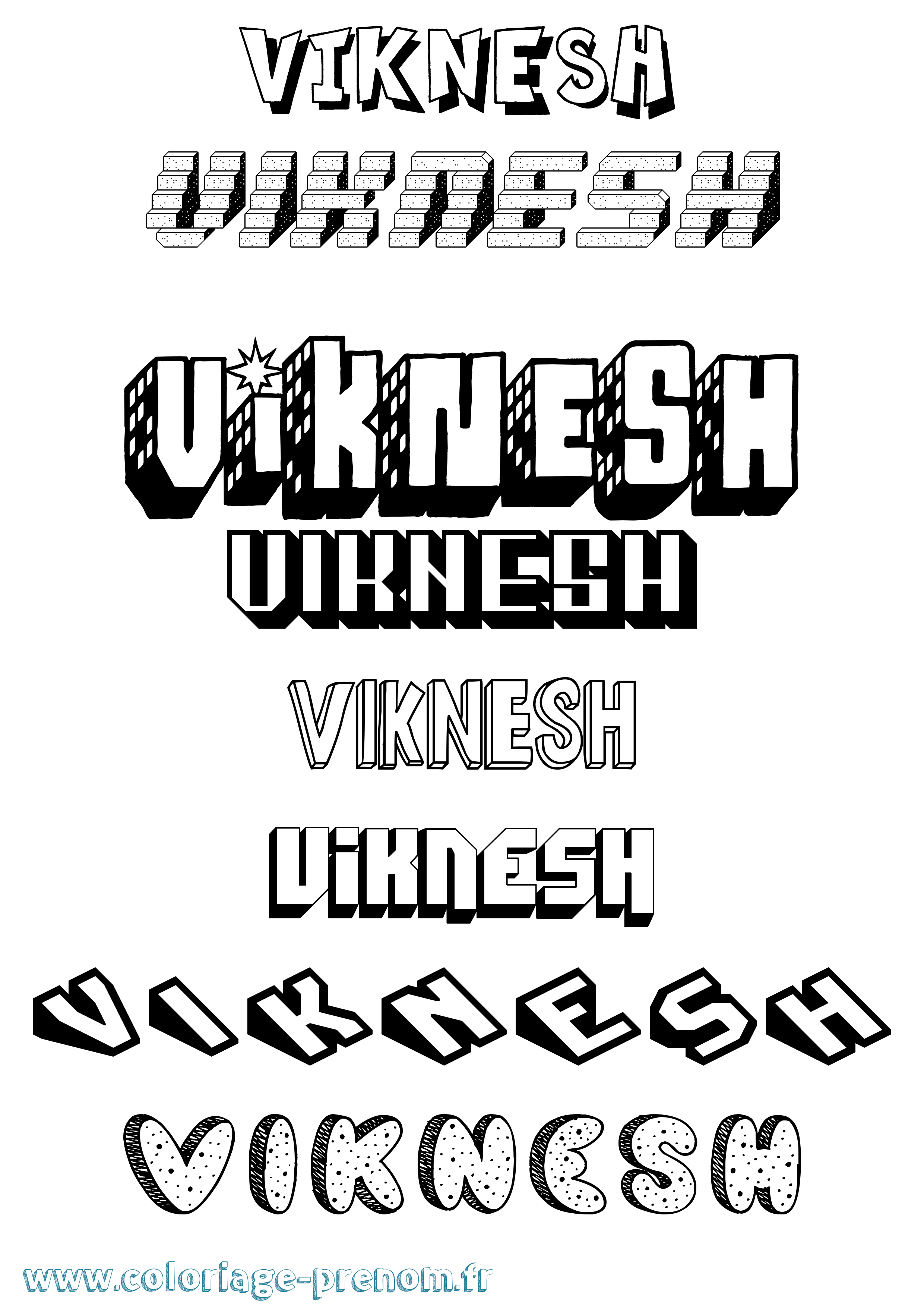 Coloriage Viknesh Effet 3D Coloriage prénom Viknesh Effet 3D