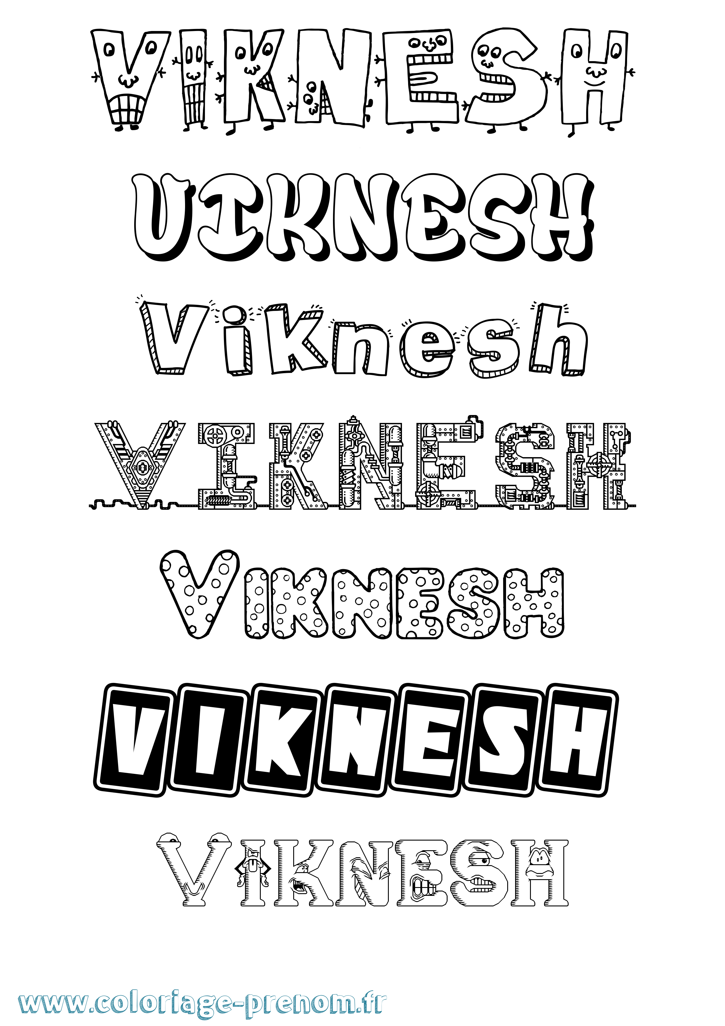 Coloriage Viknesh Fun Coloriage prénom Viknesh Fun