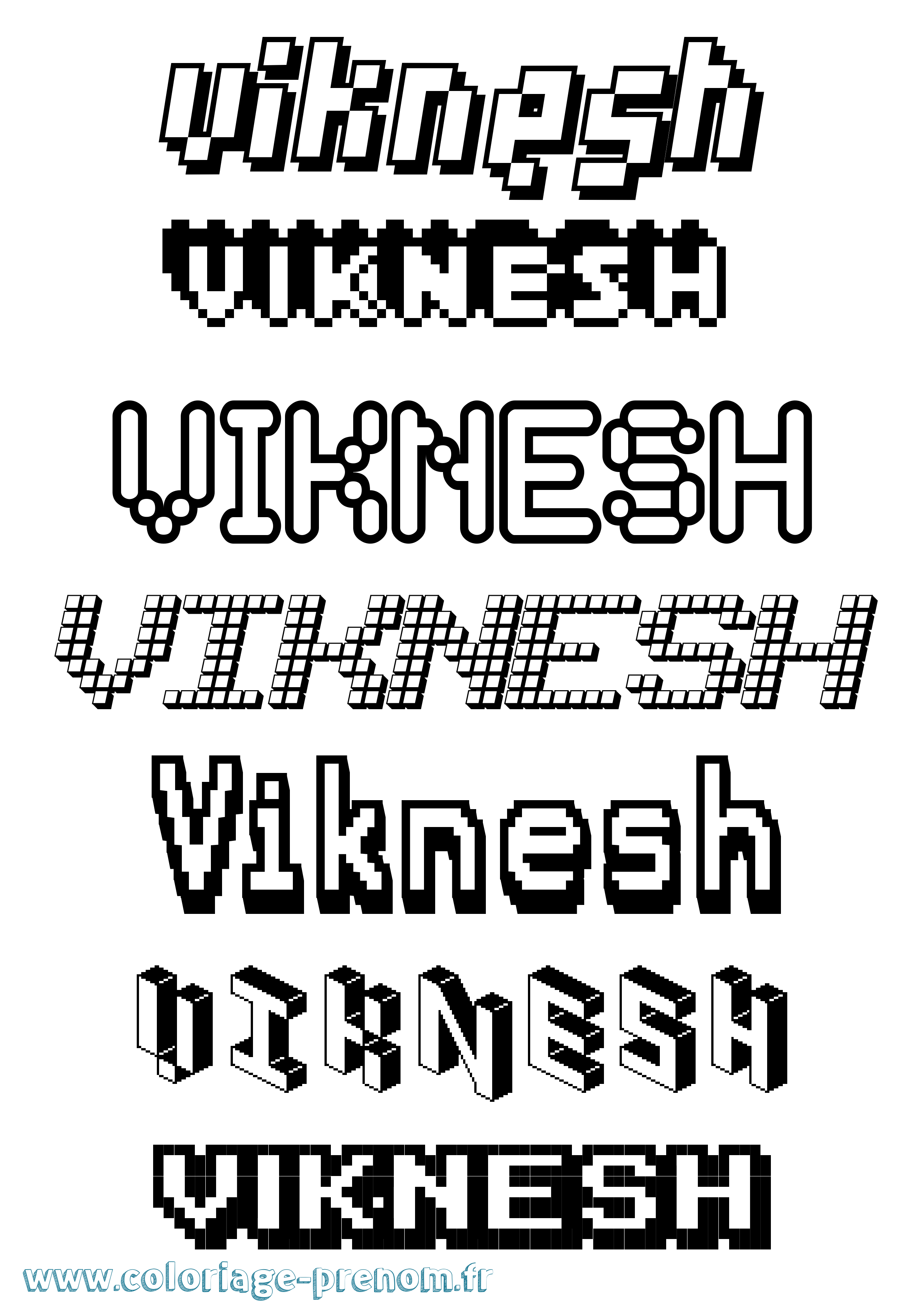 Coloriage Viknesh Pixel Coloriage prénom Viknesh Pixel