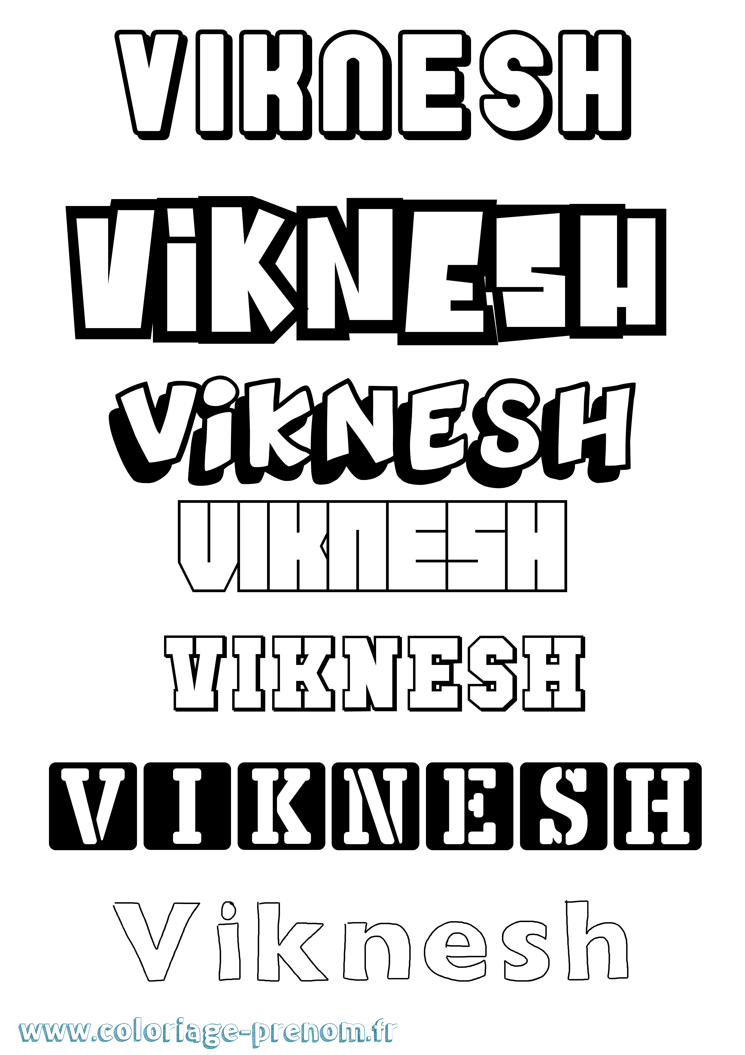 Coloriage Viknesh Simple Coloriage prénom Viknesh Simple