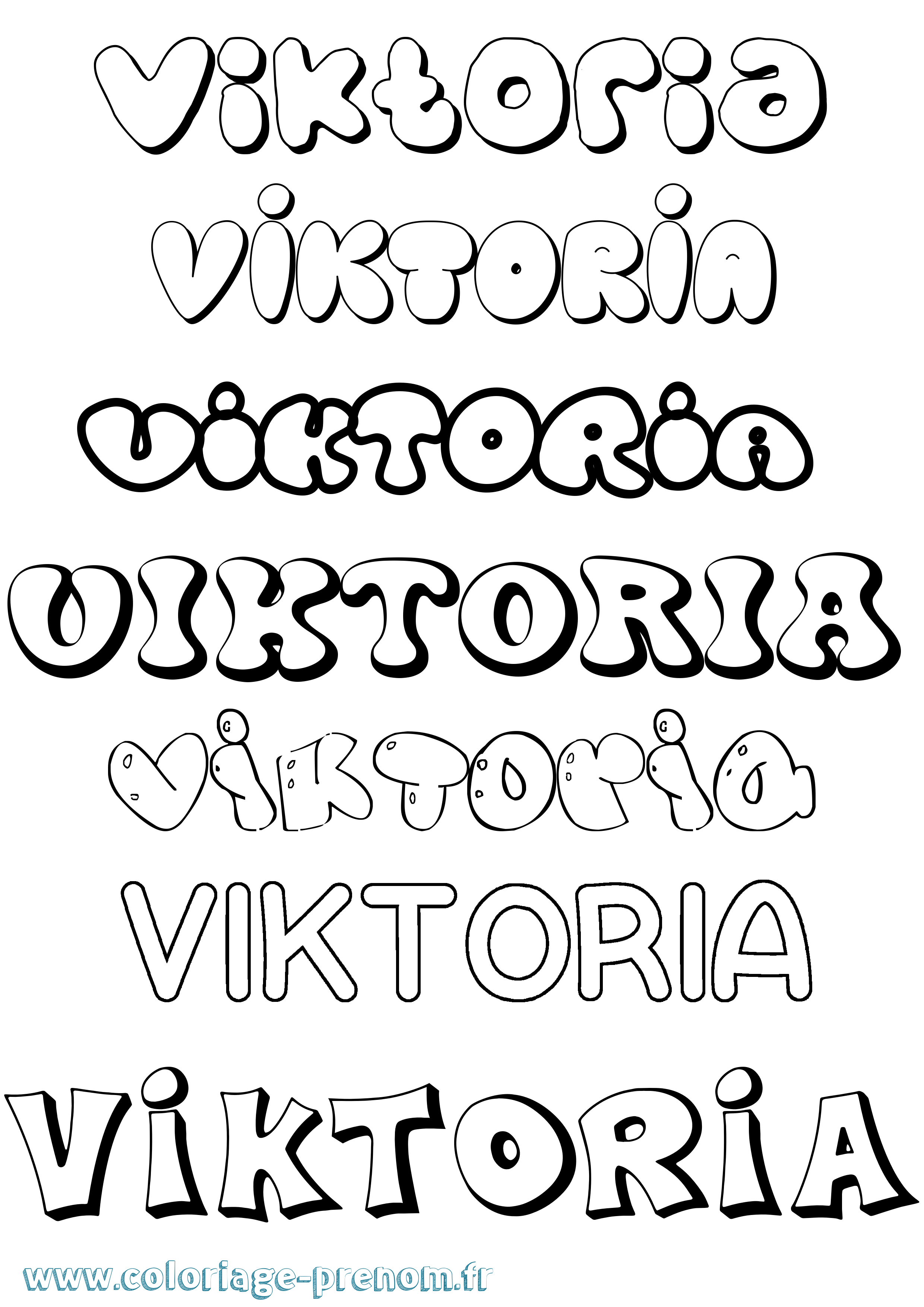 Coloriage Viktoria Bubble Coloriage prénom Viktoria Bubble