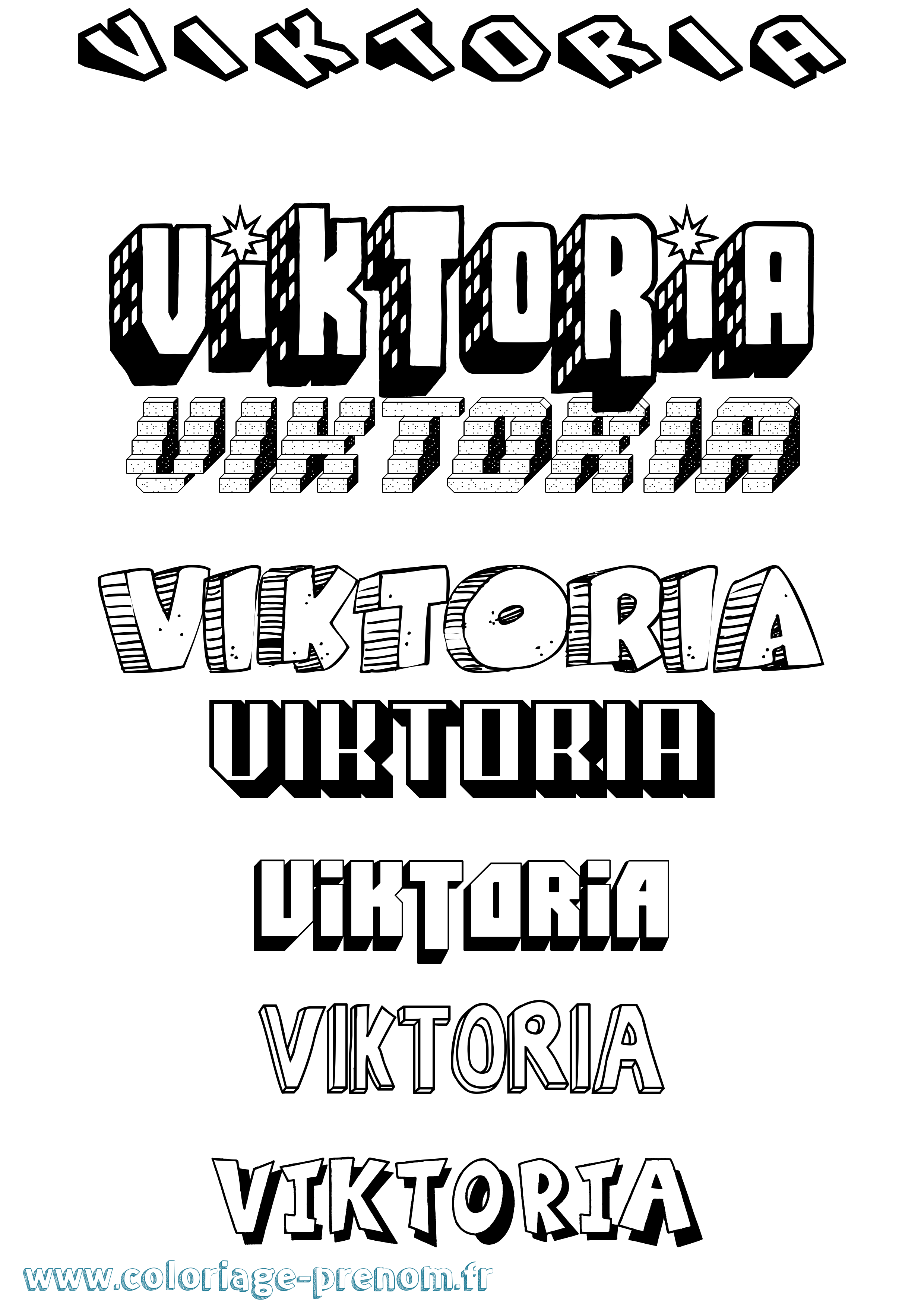 Coloriage Viktoria Effet 3D Coloriage prénom Viktoria Effet 3D