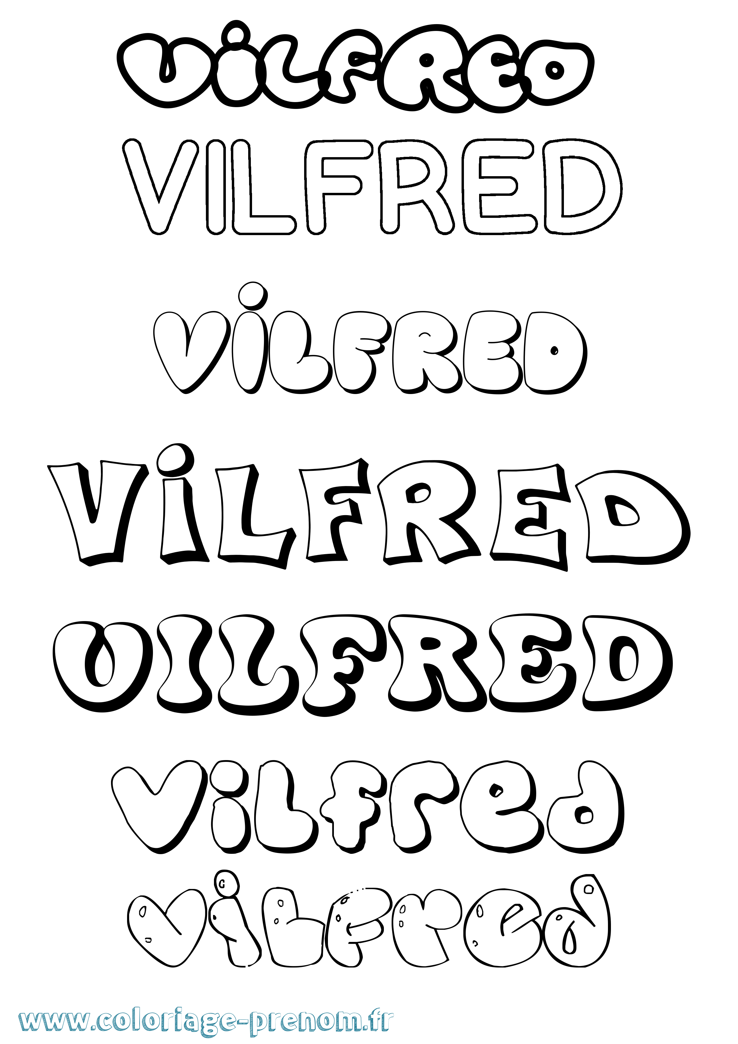 Coloriage Vilfred Bubble Coloriage prénom Vilfred Bubble