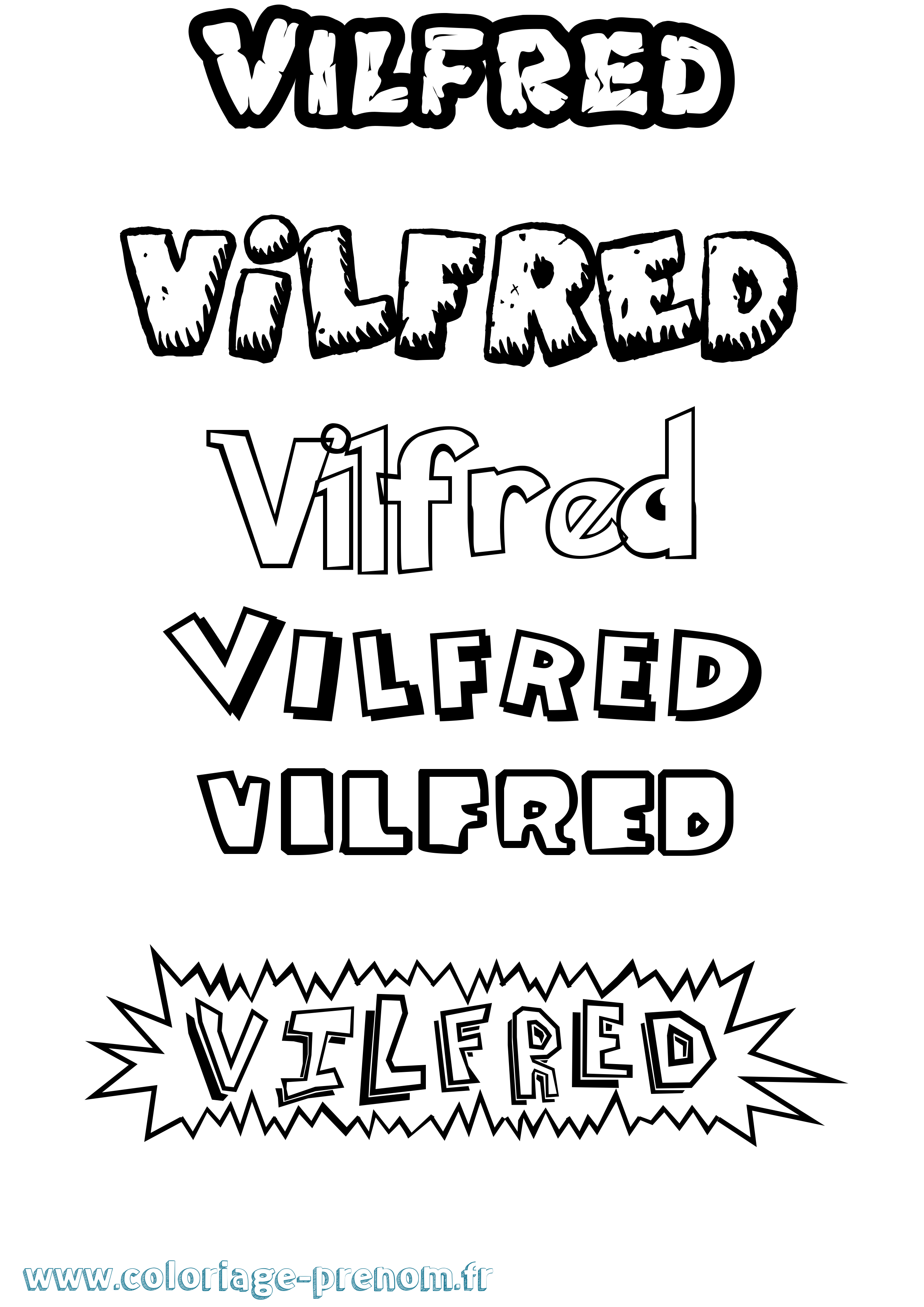 Coloriage Vilfred Dessin Animé Coloriage prénom Vilfred Dessin Animé