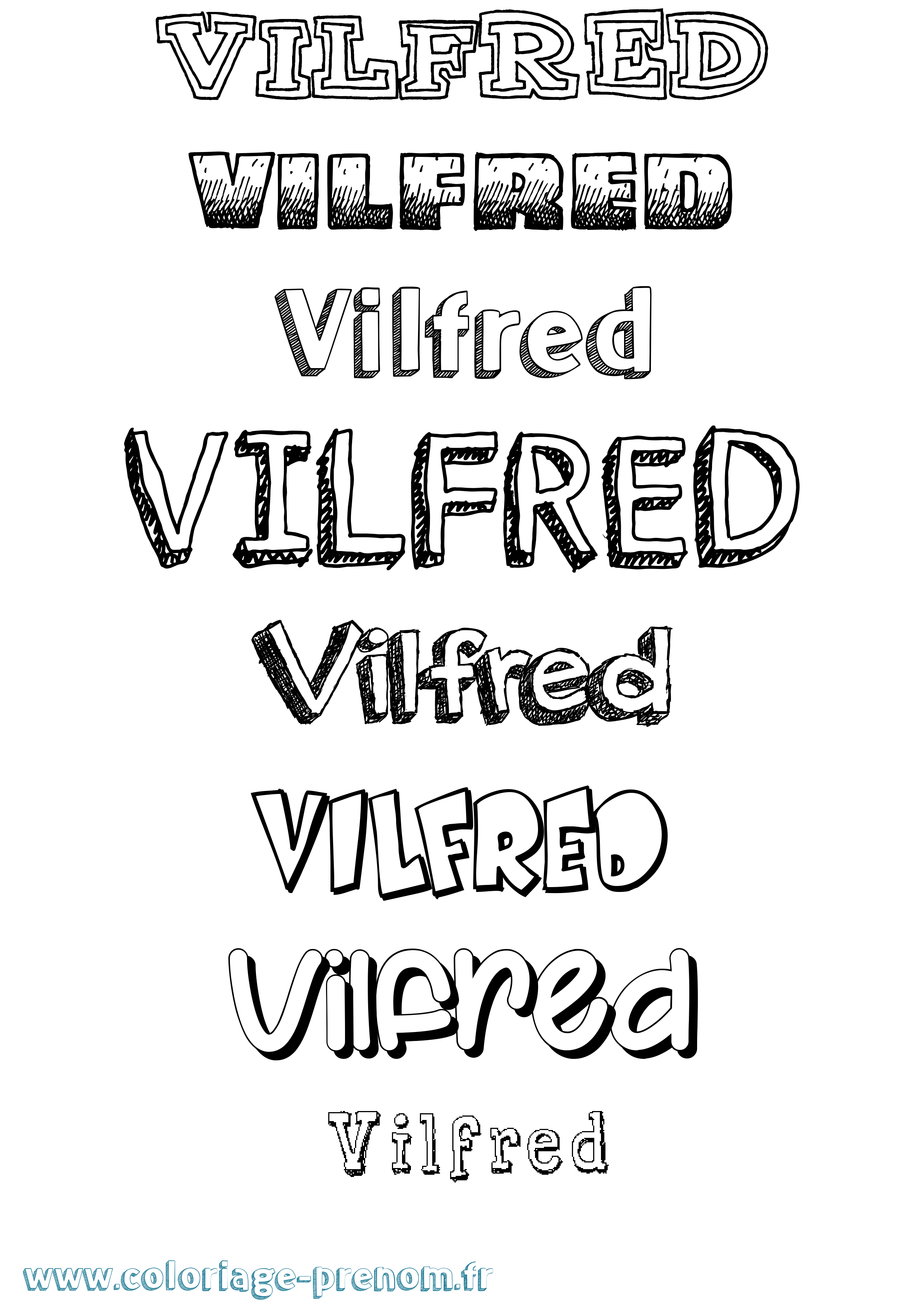 Coloriage Vilfred Dessiné Coloriage prénom Vilfred Dessiné