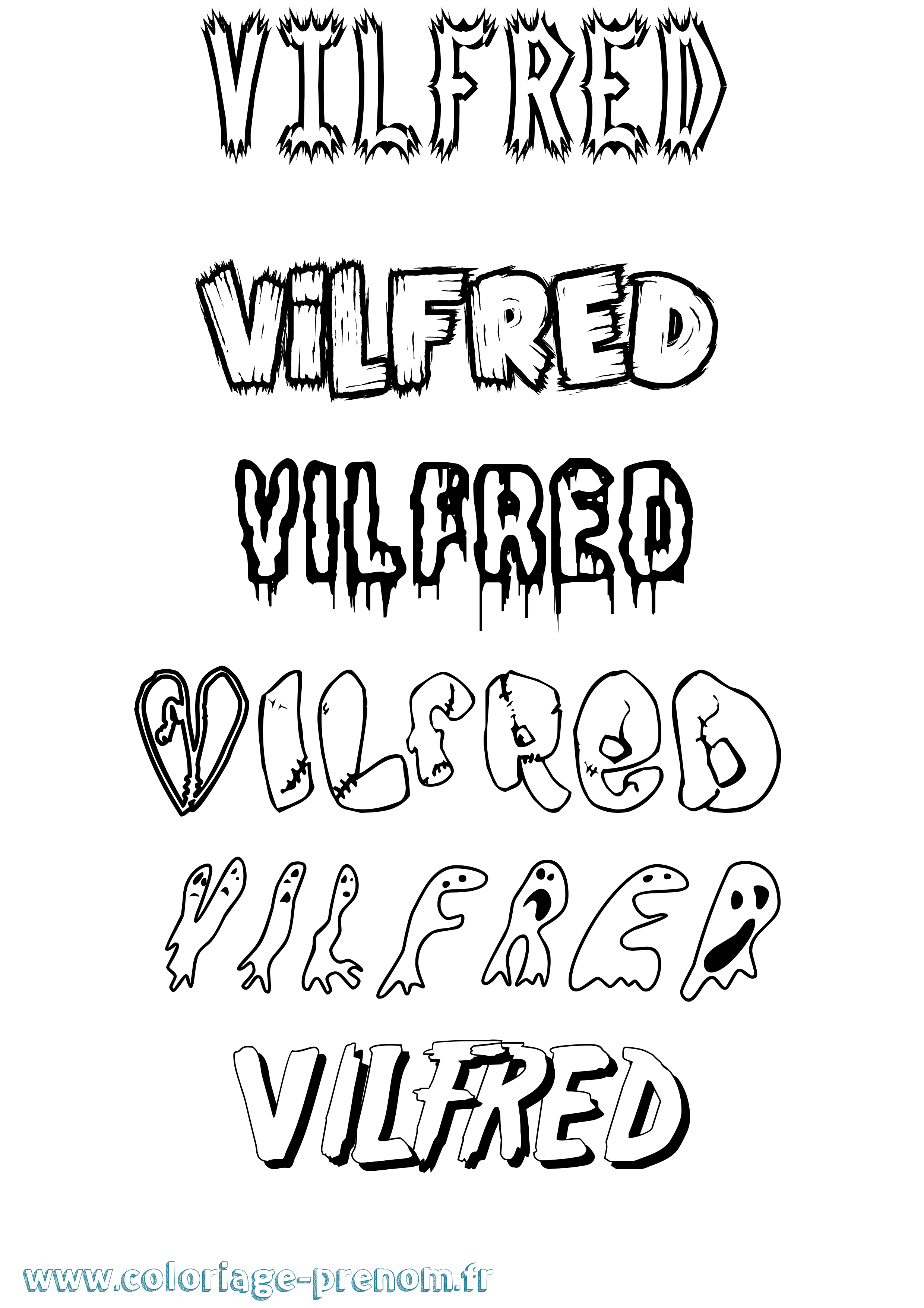 Coloriage Vilfred Frisson Coloriage prénom Vilfred Frisson