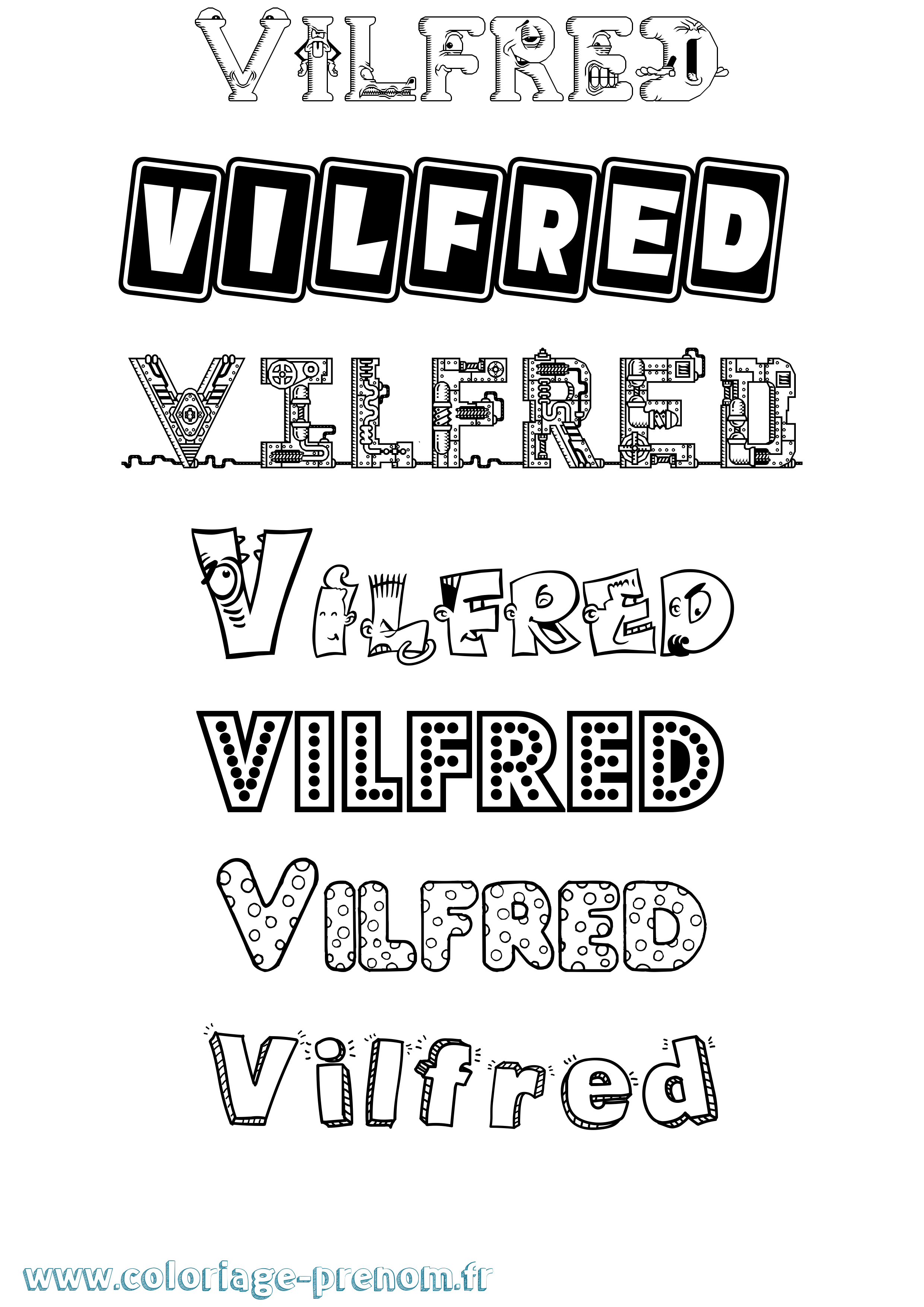 Coloriage Vilfred Fun Coloriage prénom Vilfred Fun
