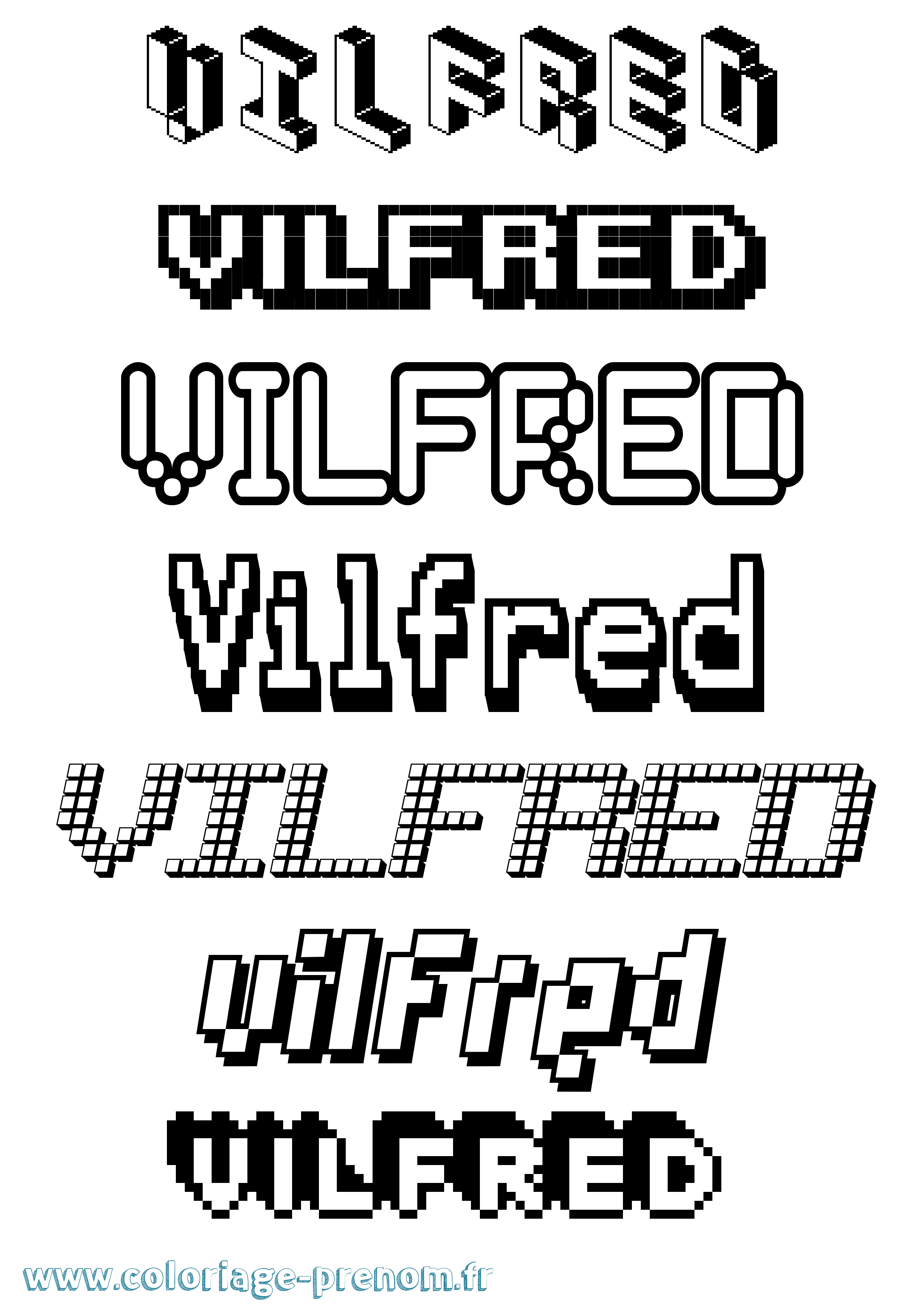 Coloriage Vilfred Pixel Coloriage prénom Vilfred Pixel