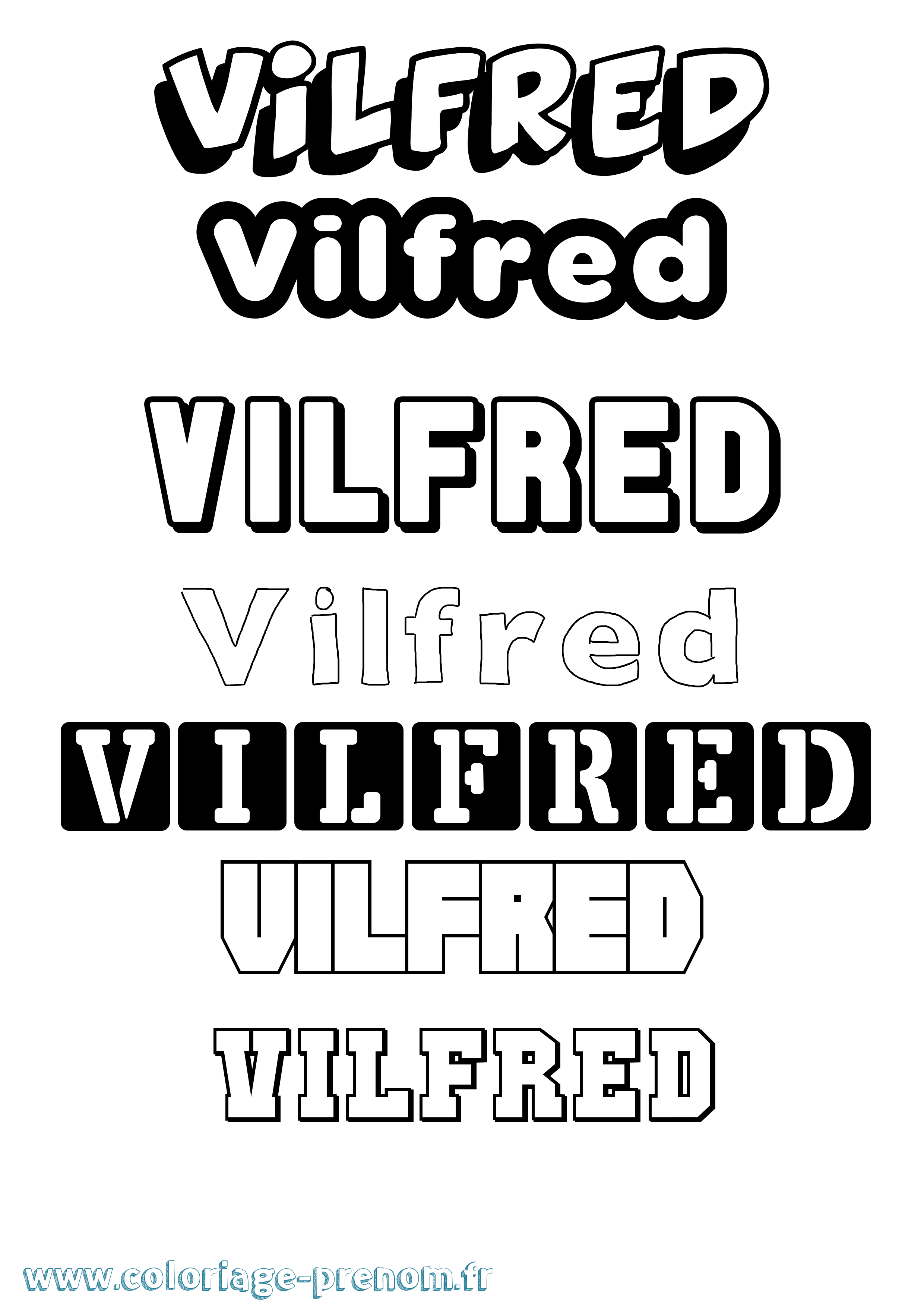 Coloriage Vilfred Simple Coloriage prénom Vilfred Simple