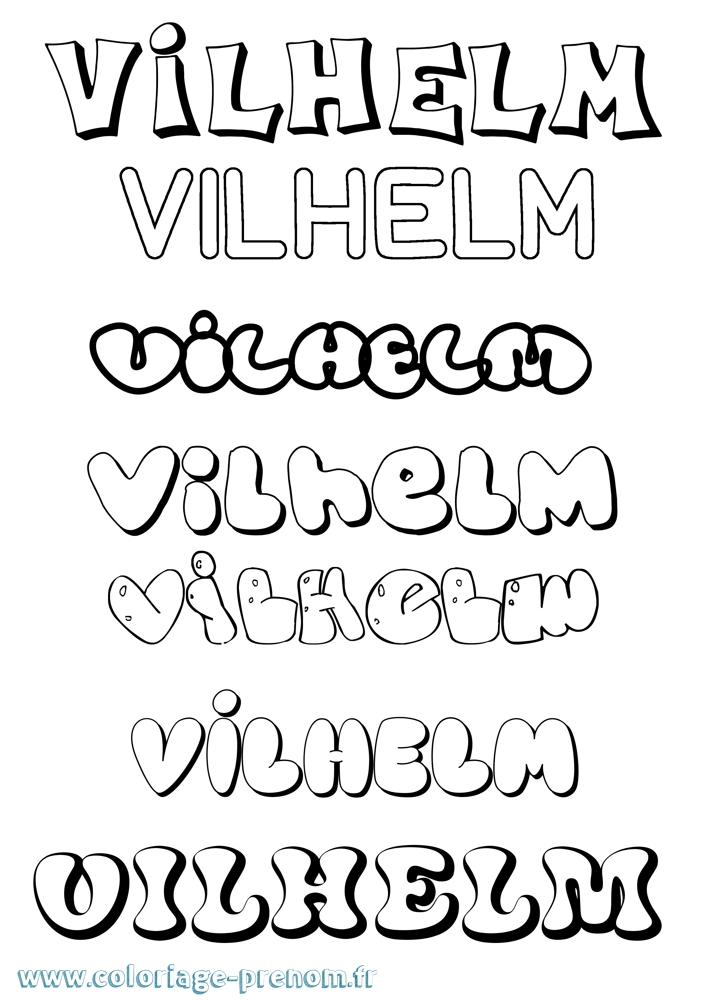 Coloriage Vilhelm Bubble Coloriage prénom Vilhelm Bubble