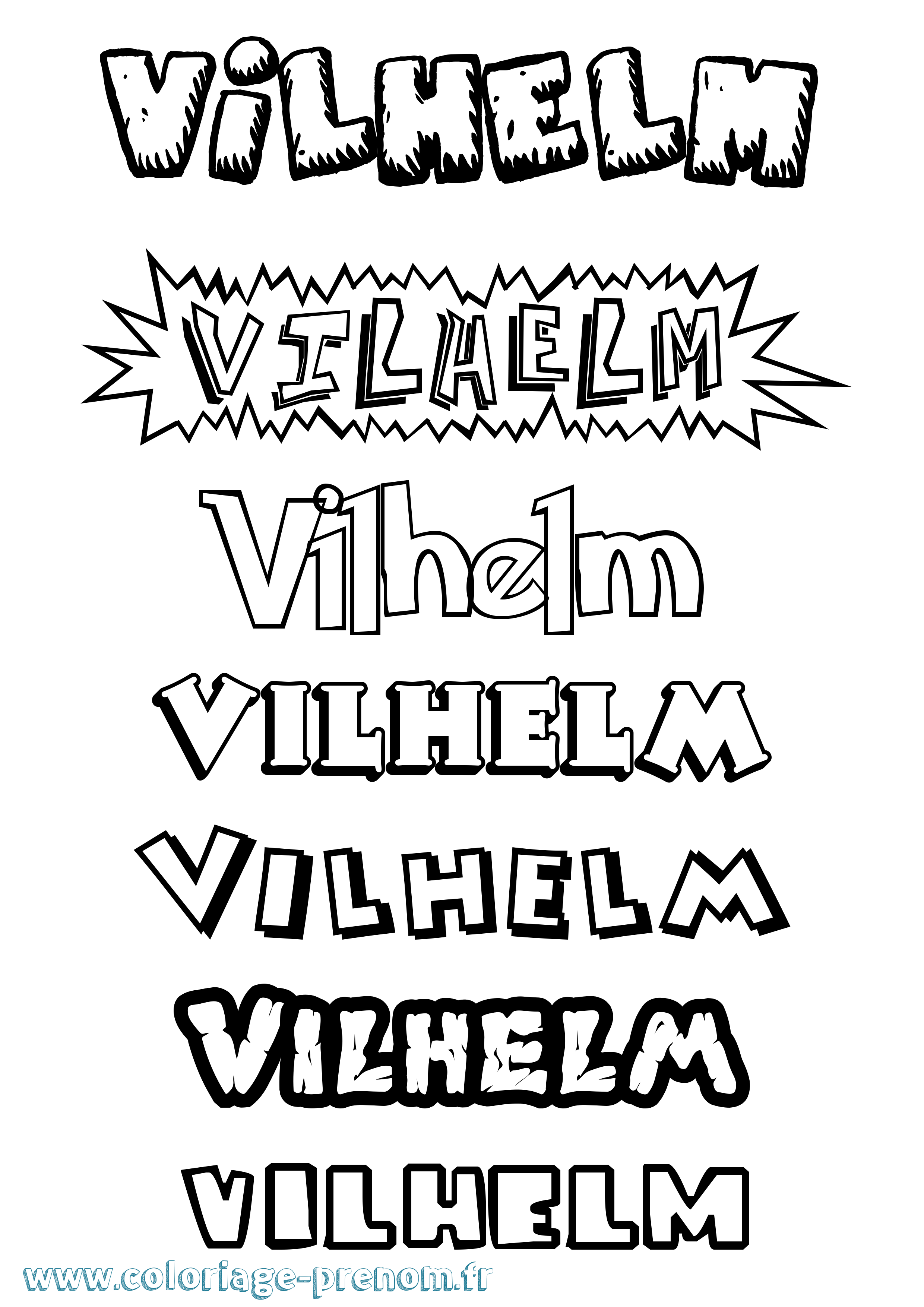 Coloriage Vilhelm Dessin Animé Coloriage prénom Vilhelm Dessin Animé