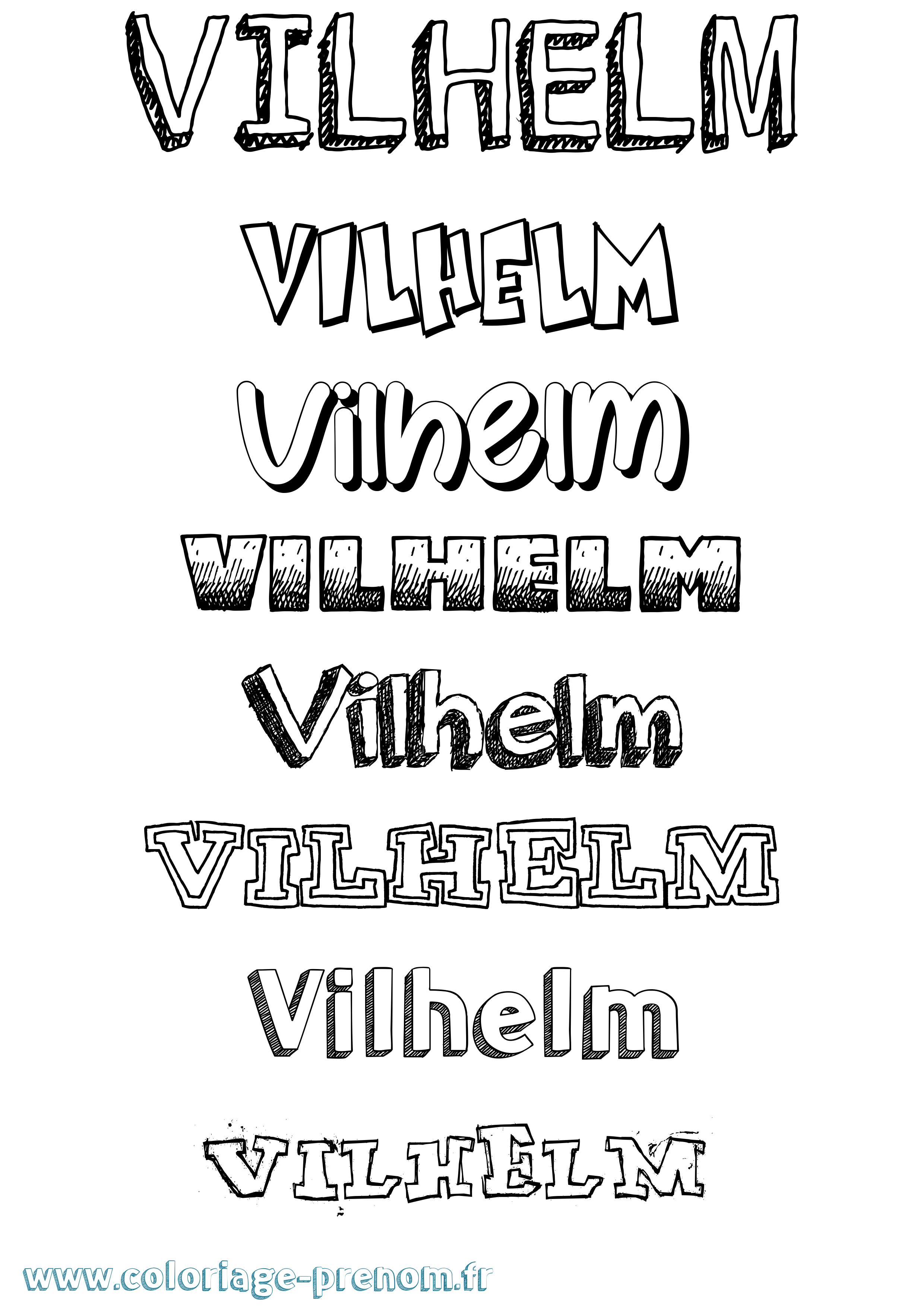 Coloriage Vilhelm Dessiné Coloriage prénom Vilhelm Dessiné