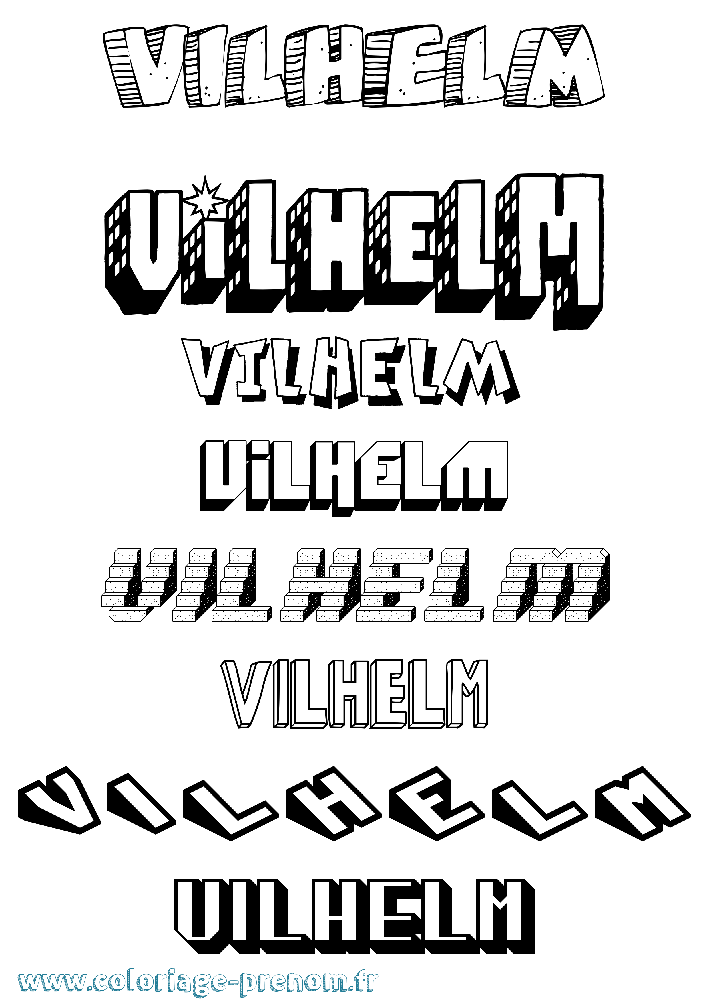 Coloriage Vilhelm Effet 3D Coloriage prénom Vilhelm Effet 3D