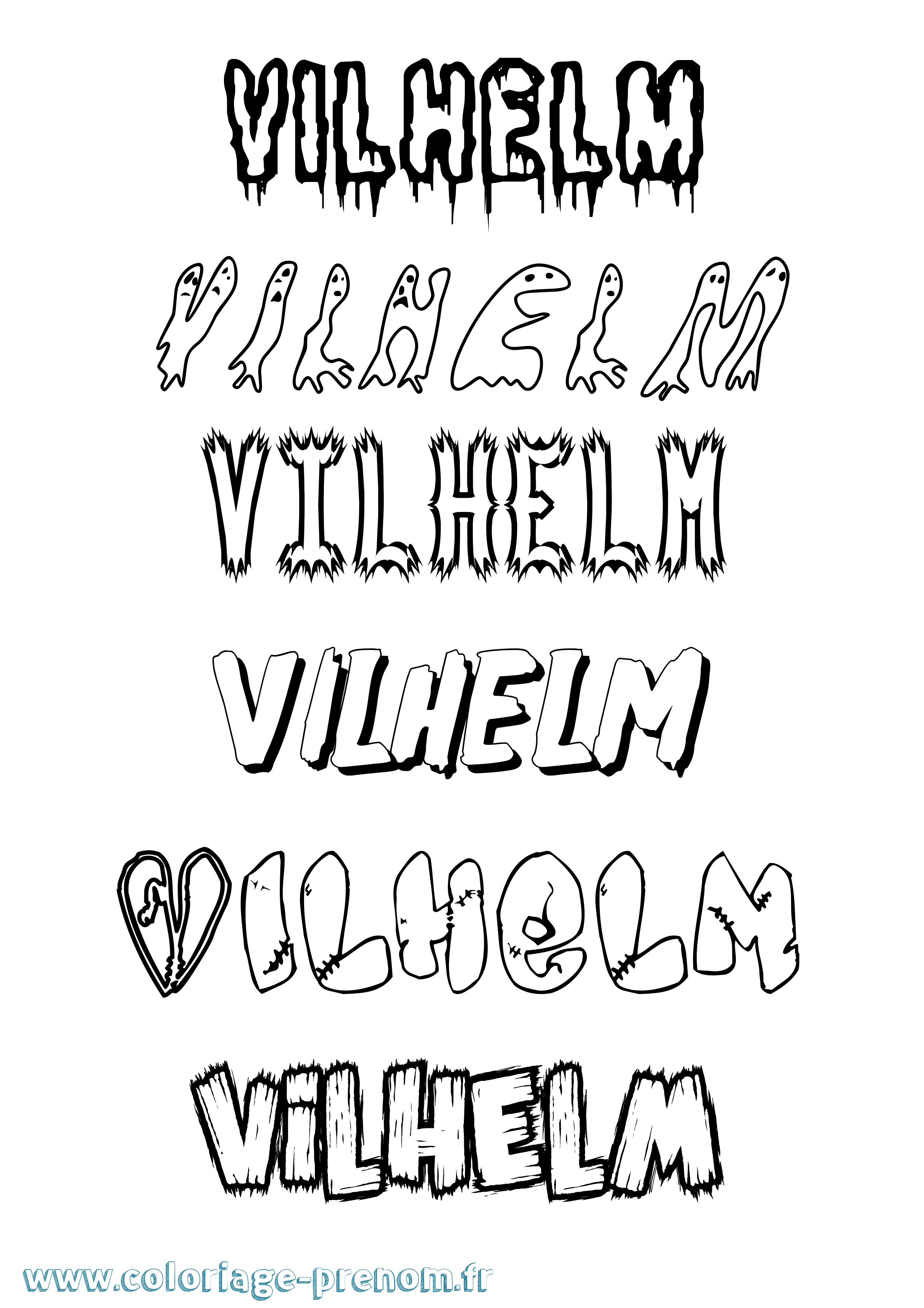 Coloriage Vilhelm Frisson Coloriage prénom Vilhelm Frisson