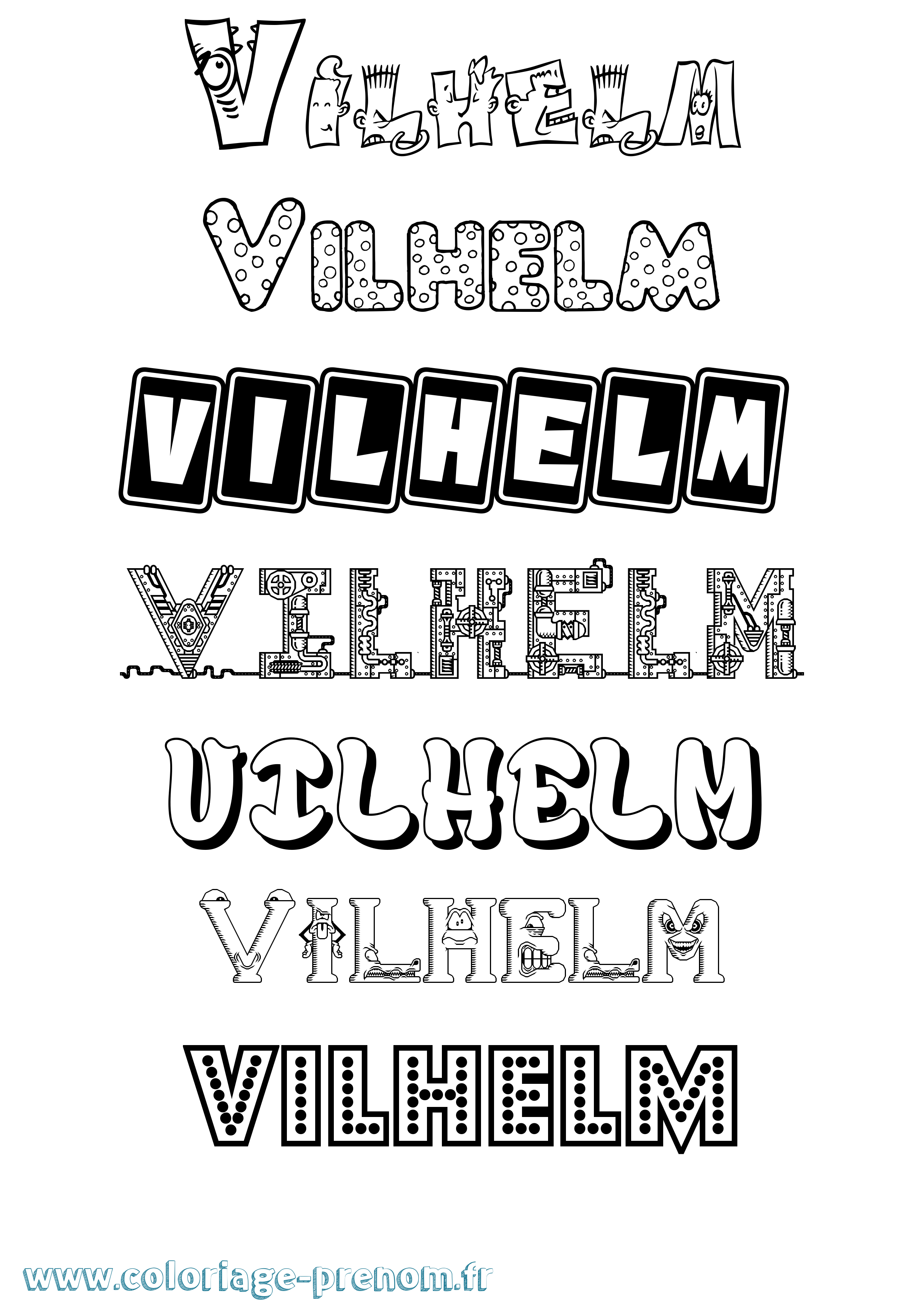 Coloriage Vilhelm Fun Coloriage prénom Vilhelm Fun