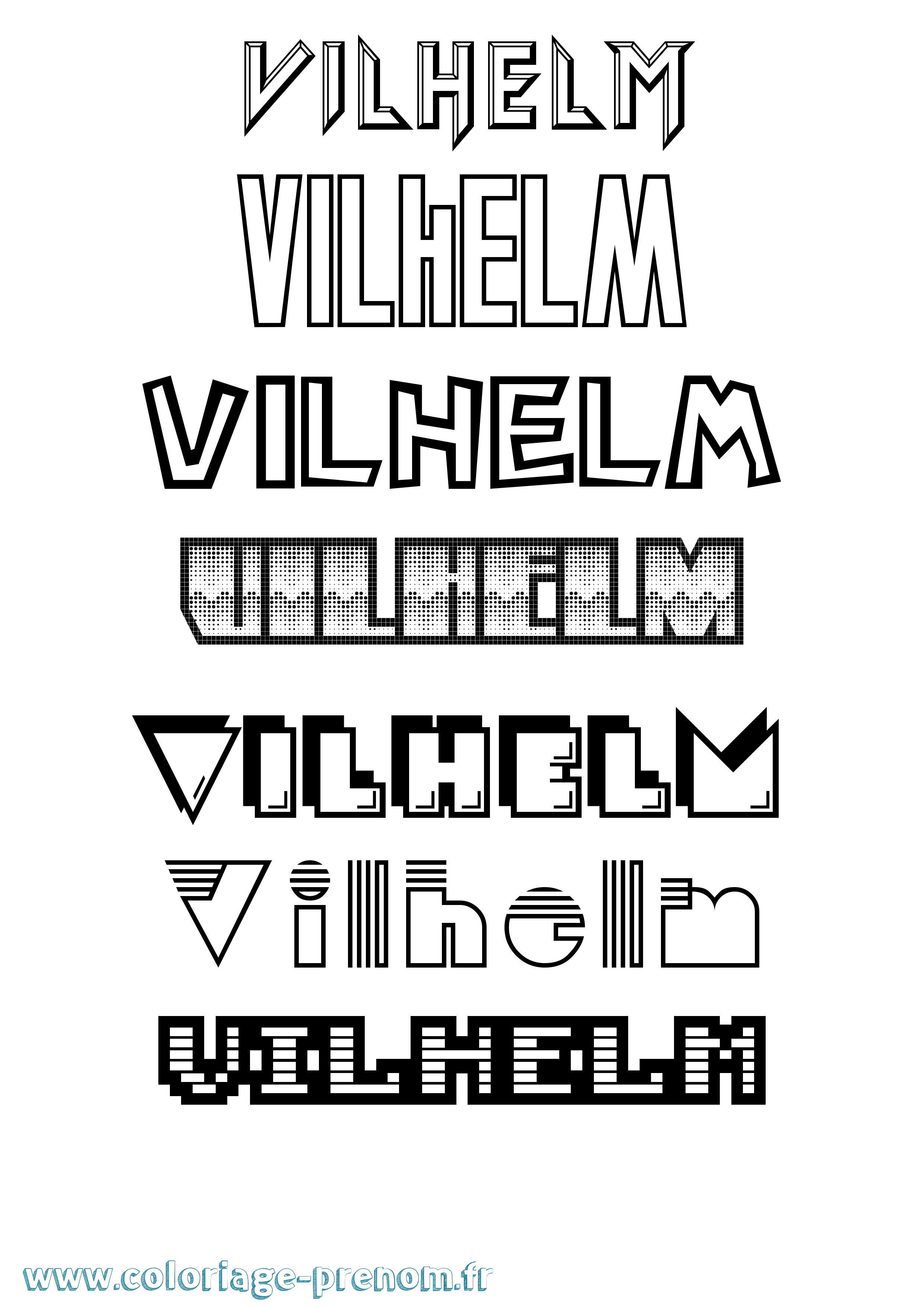Coloriage Vilhelm Jeux Vidéos Coloriage prénom Vilhelm Jeux Vidéos