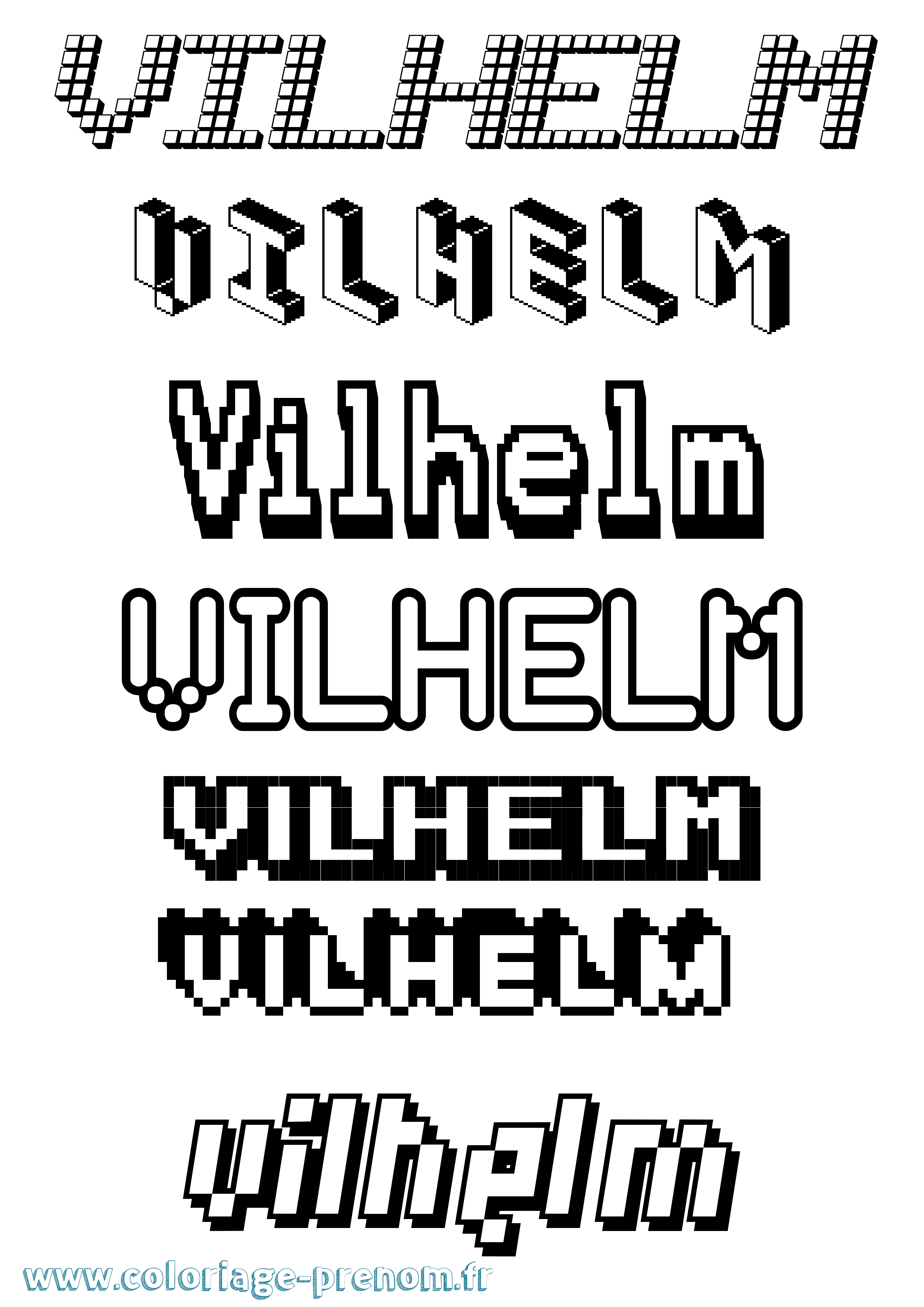 Coloriage Vilhelm Pixel Coloriage prénom Vilhelm Pixel