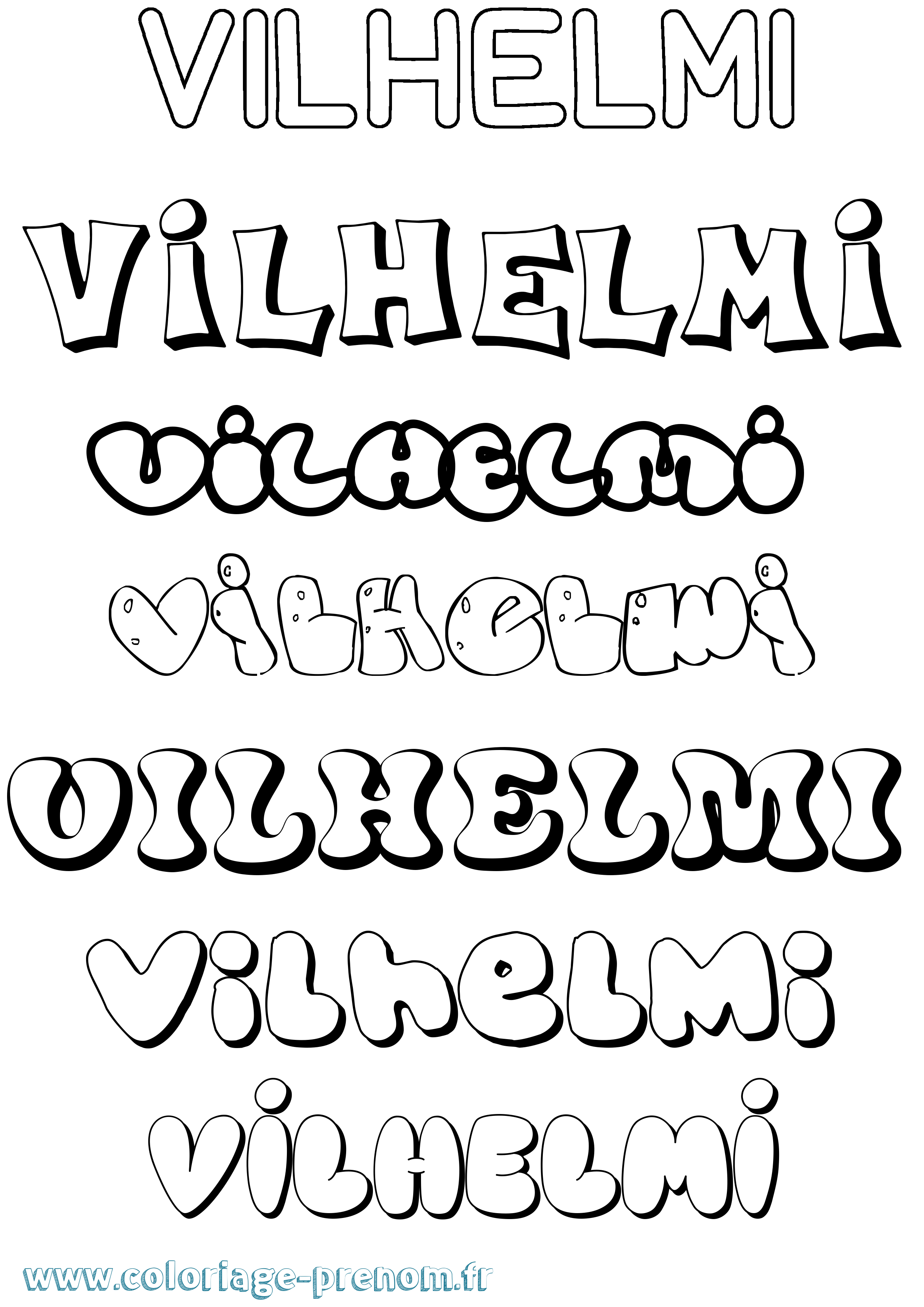 Coloriage Vilhelmi Bubble Coloriage prénom Vilhelmi Bubble