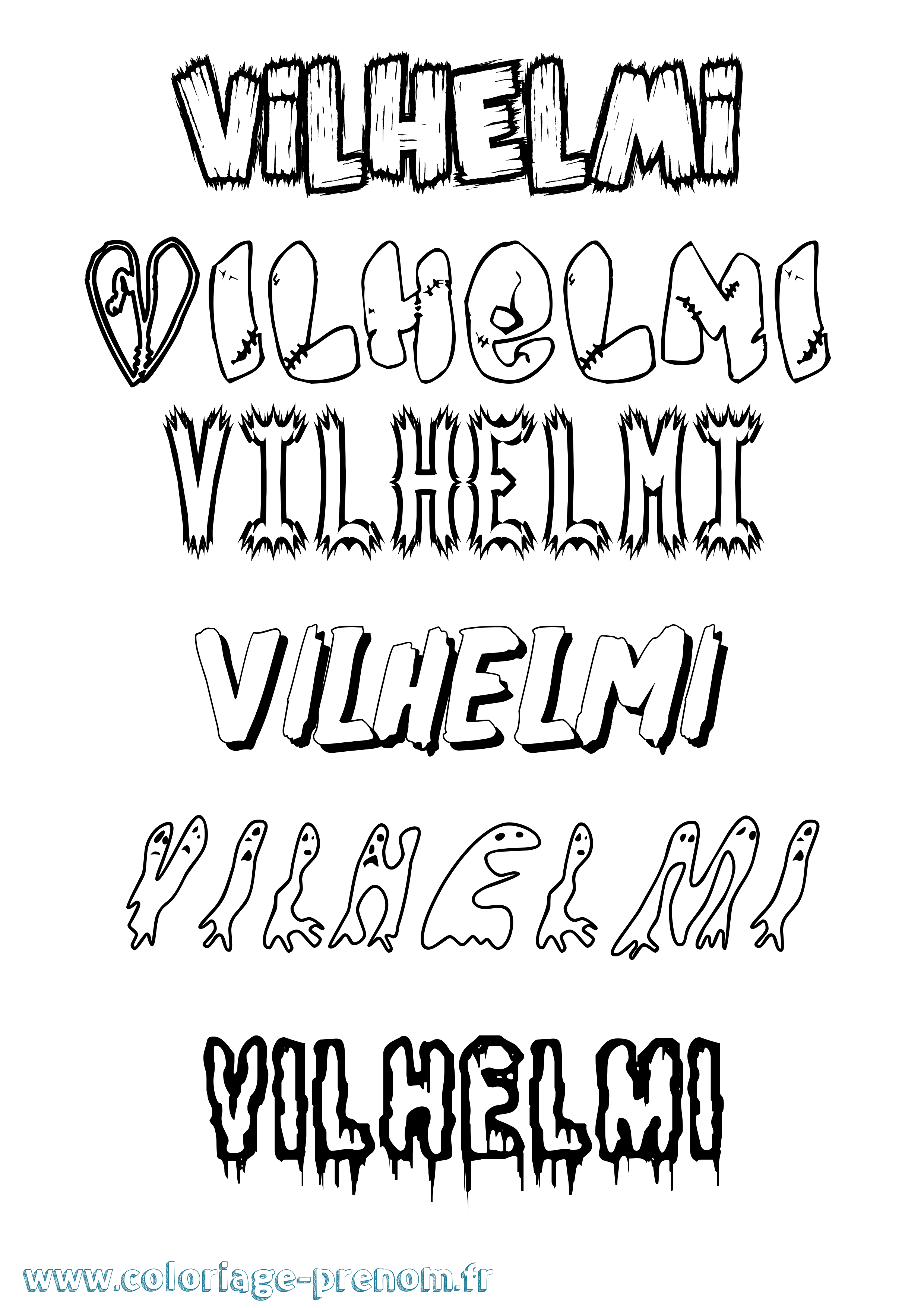 Coloriage Vilhelmi Frisson Coloriage prénom Vilhelmi Frisson