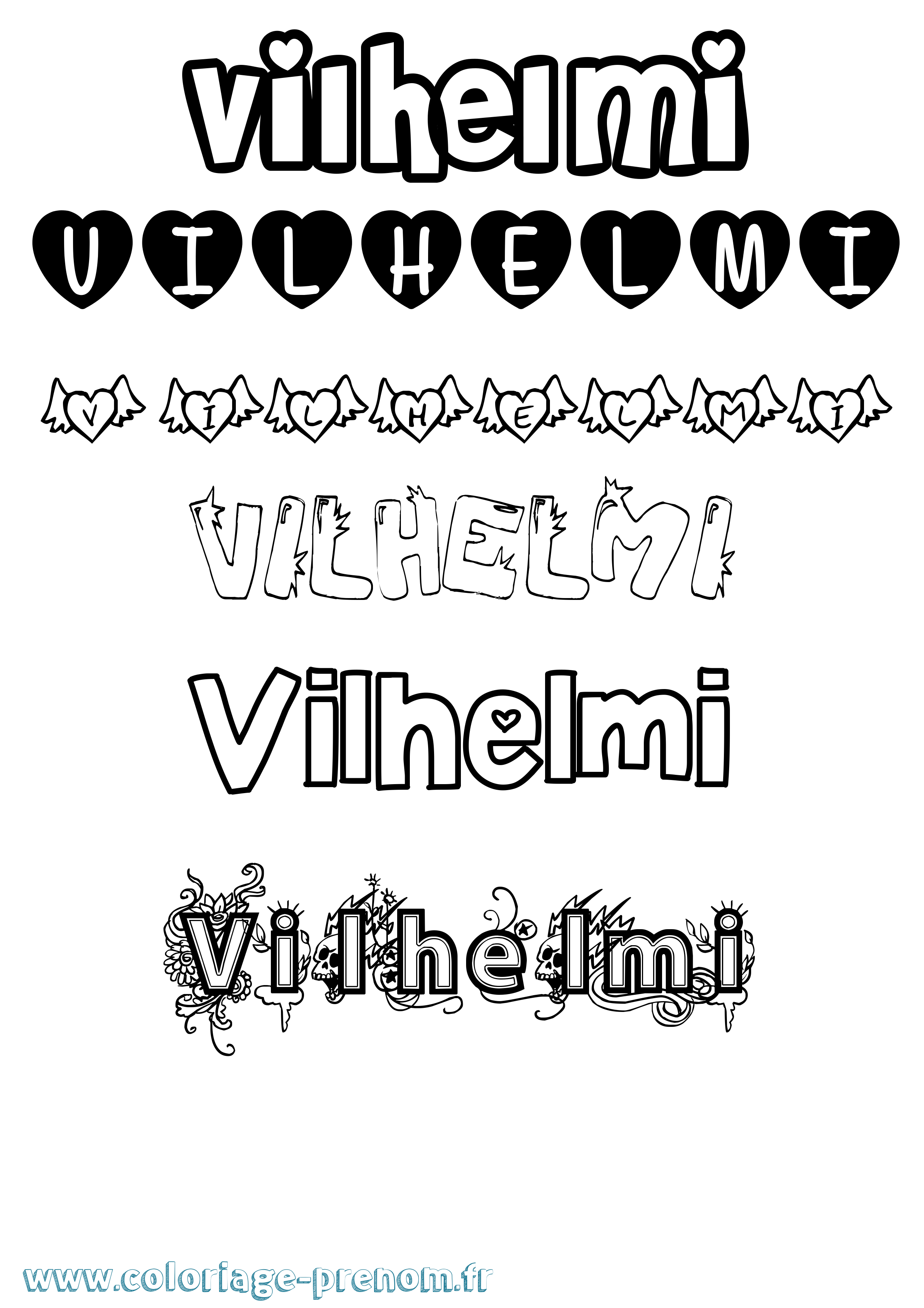 Coloriage Vilhelmi Girly Coloriage prénom Vilhelmi Girly