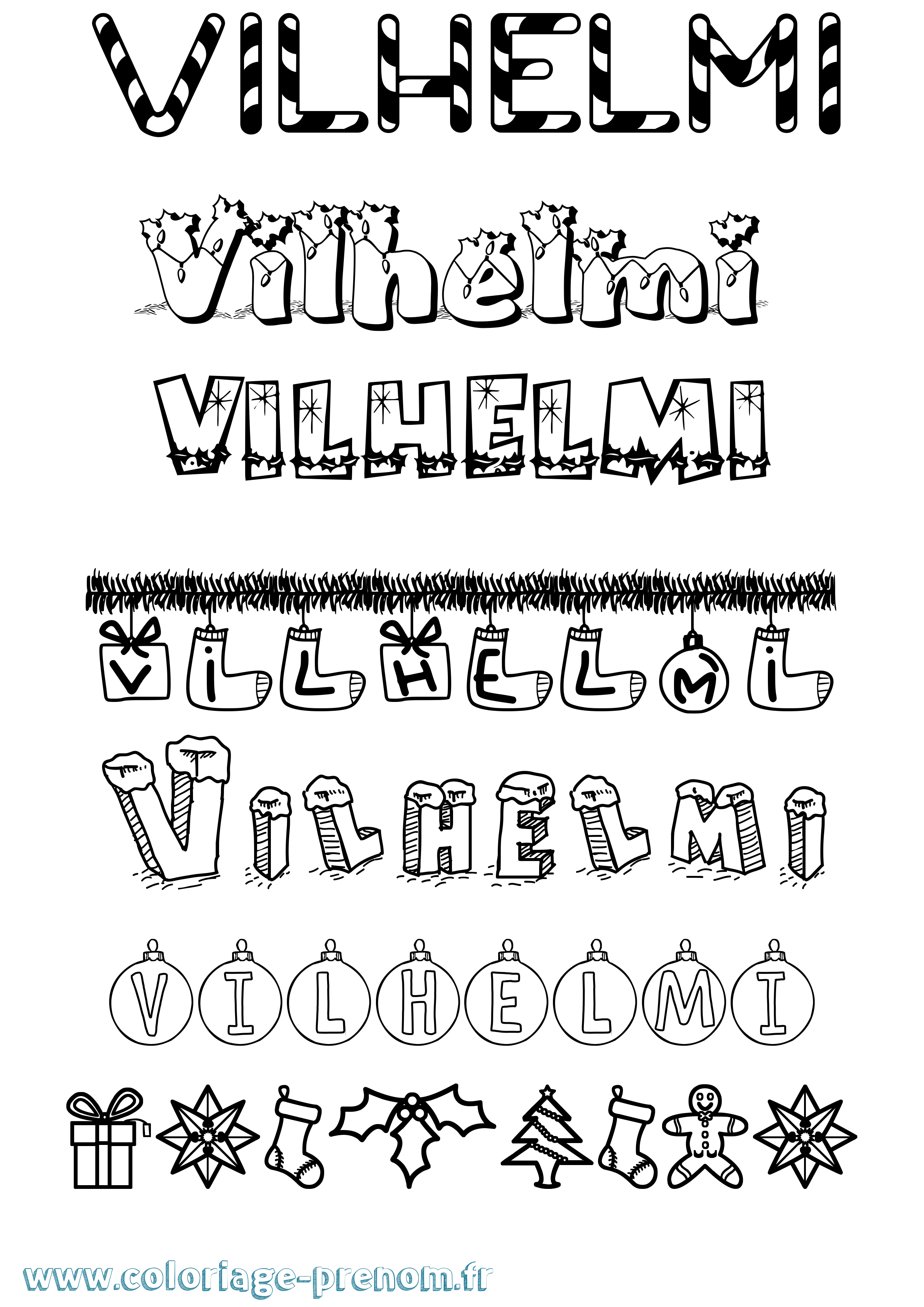 Coloriage Vilhelmi Noël Coloriage prénom Vilhelmi Noël