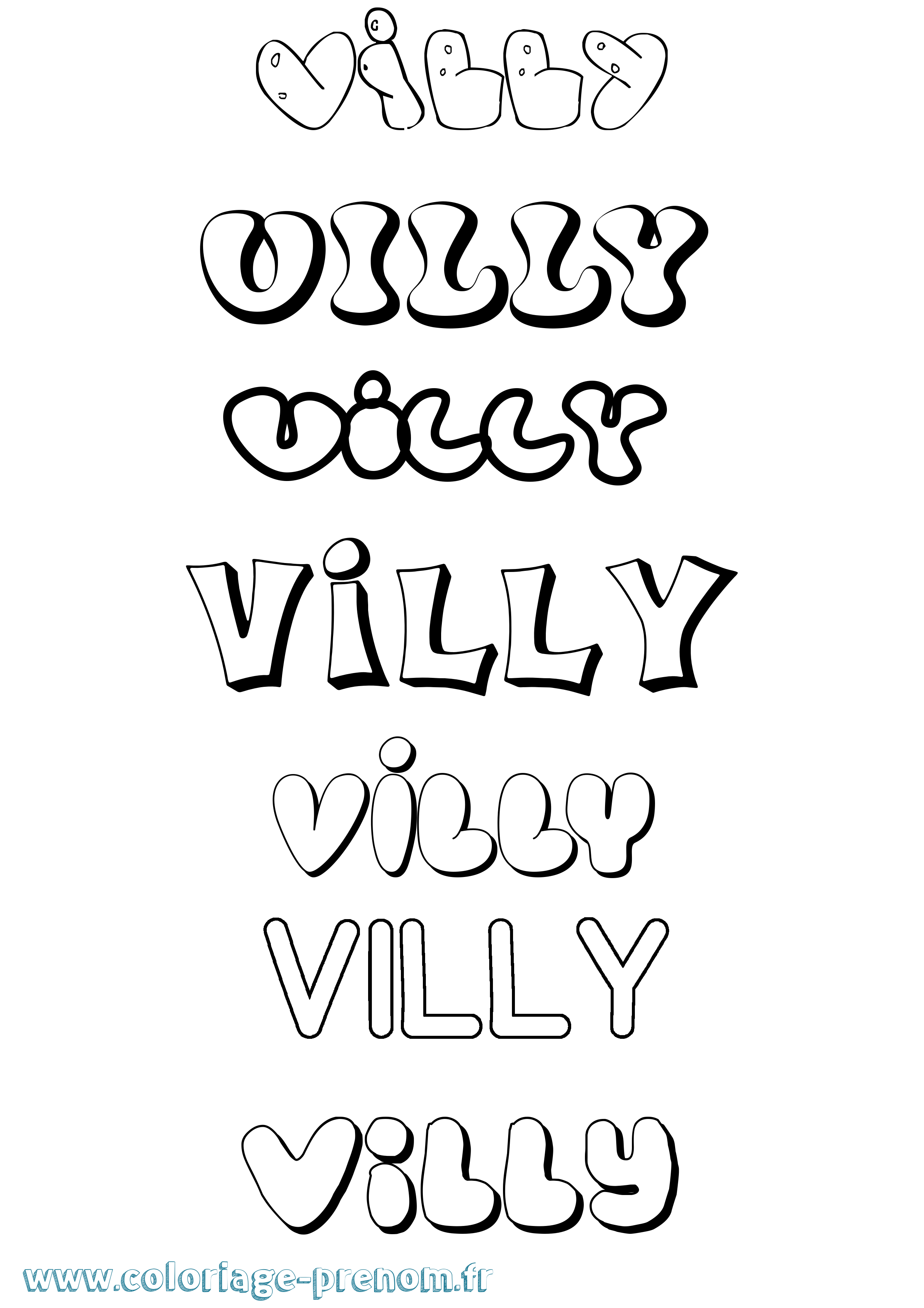 Coloriage Villy Bubble Coloriage prénom Villy Bubble