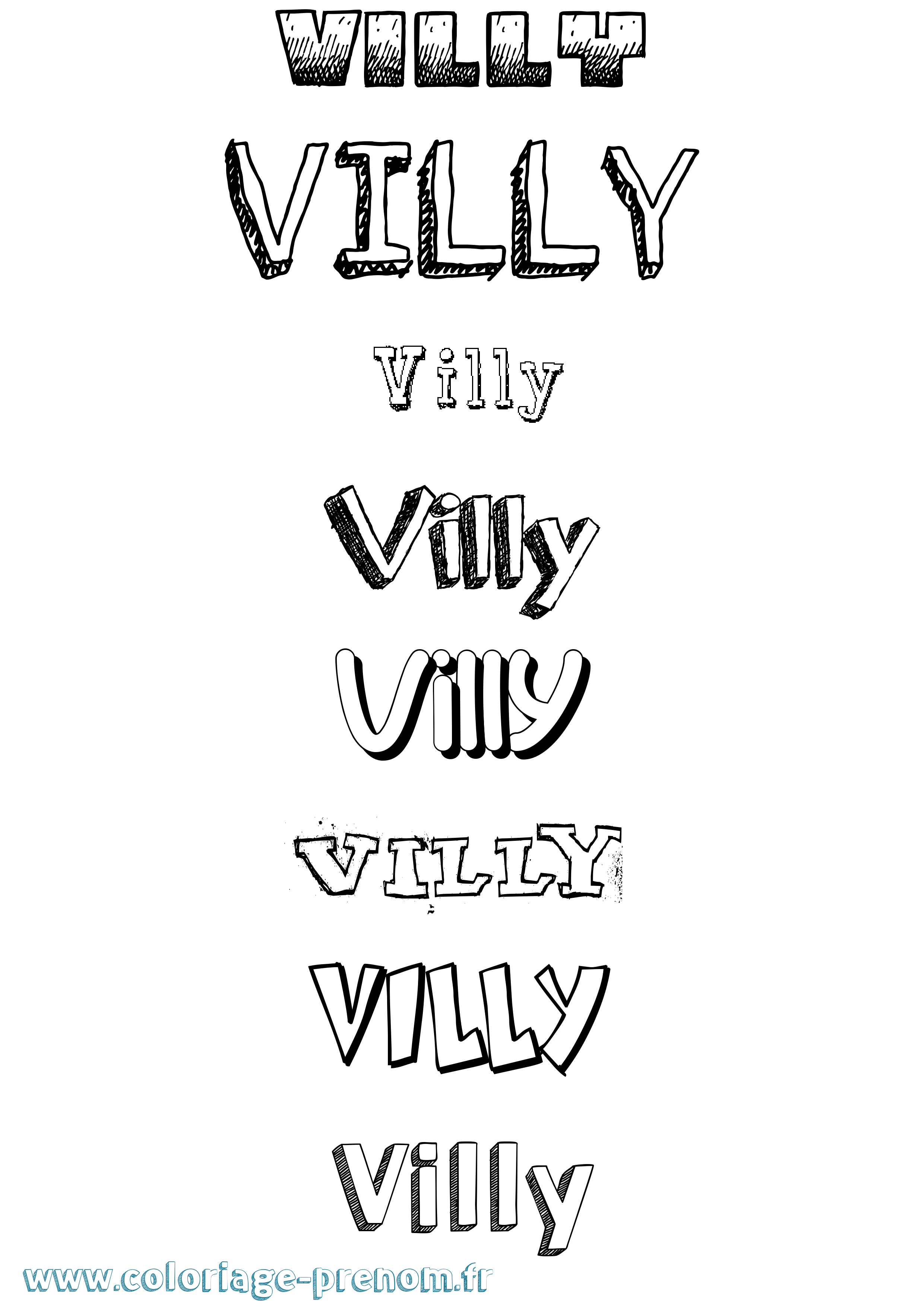 Coloriage Villy Dessiné Coloriage prénom Villy Dessiné