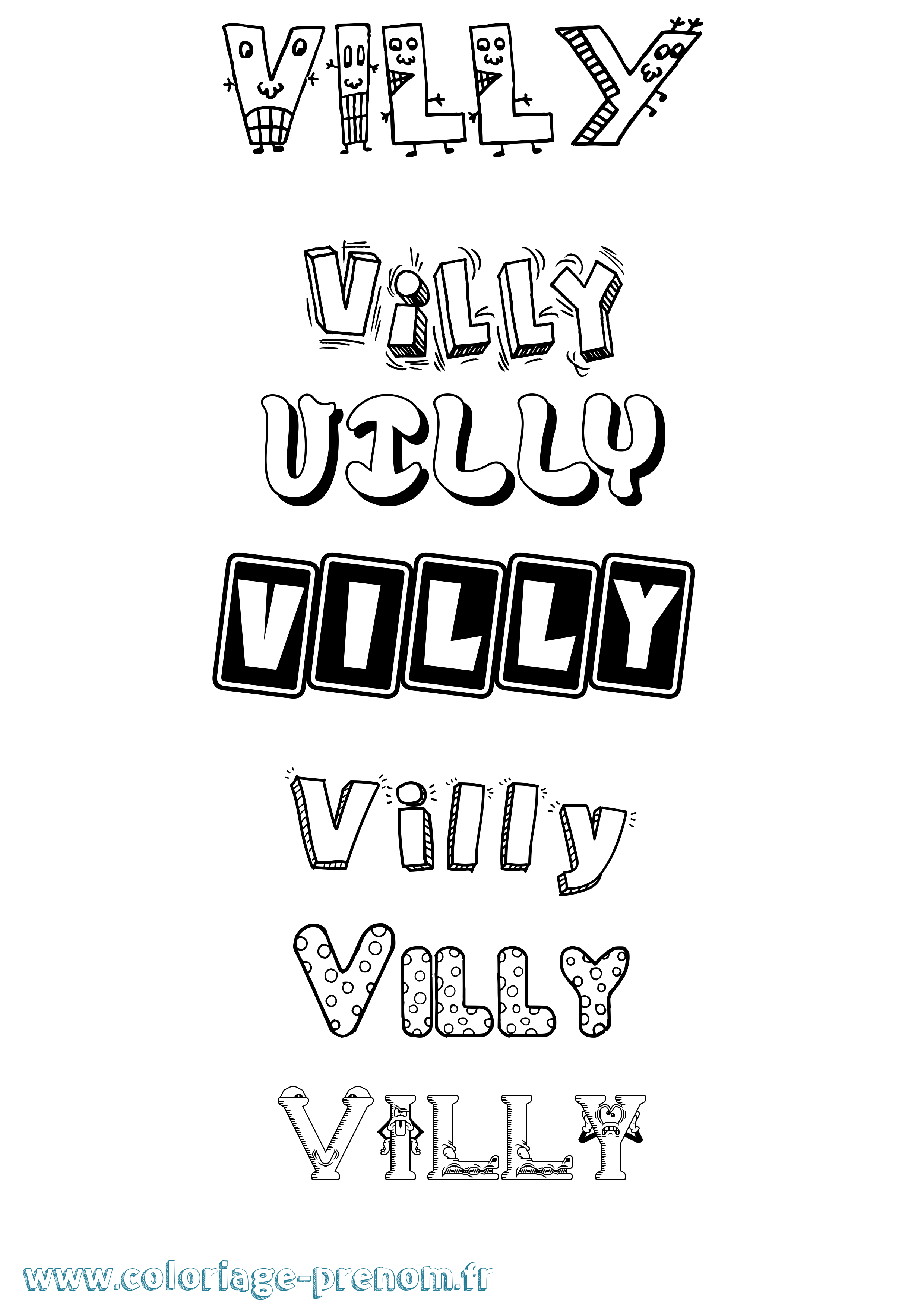Coloriage Villy Fun Coloriage prénom Villy Fun