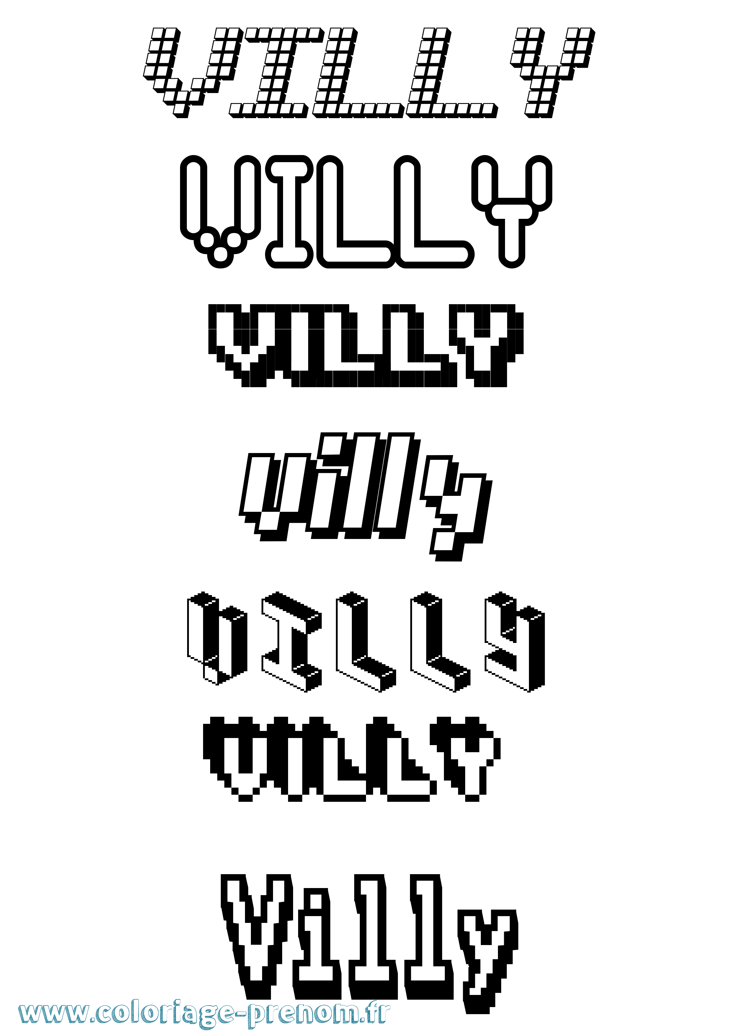 Coloriage Villy Pixel Coloriage prénom Villy Pixel