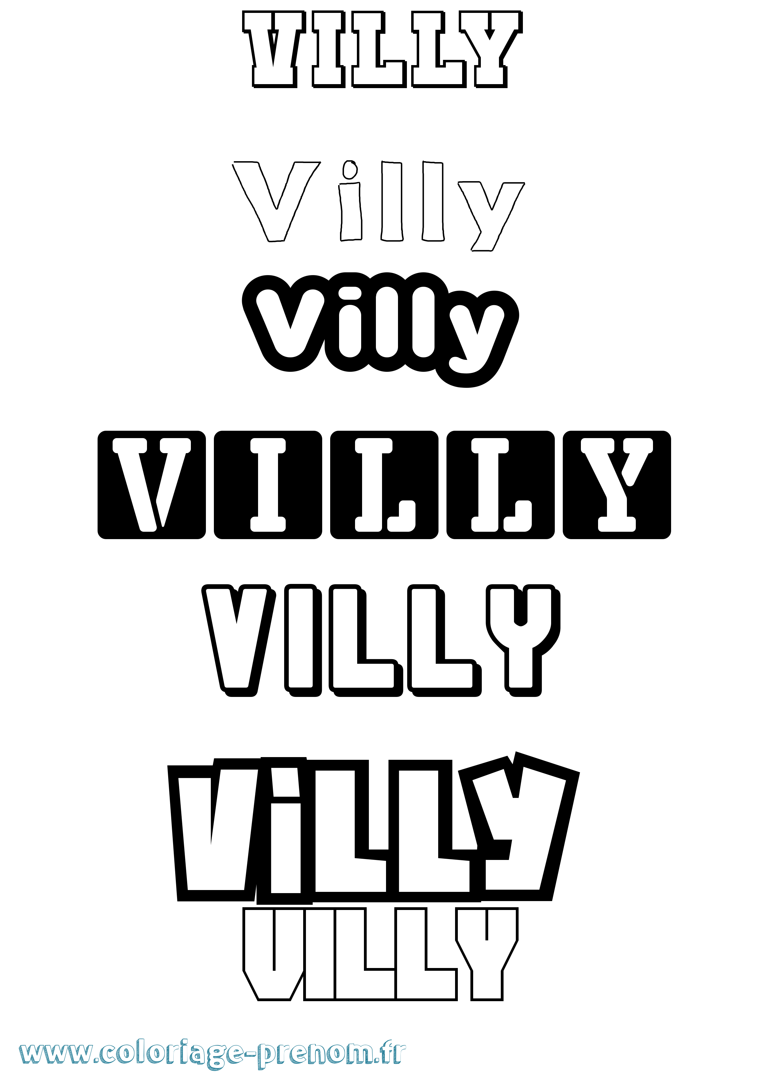 Coloriage Villy Simple Coloriage prénom Villy Simple