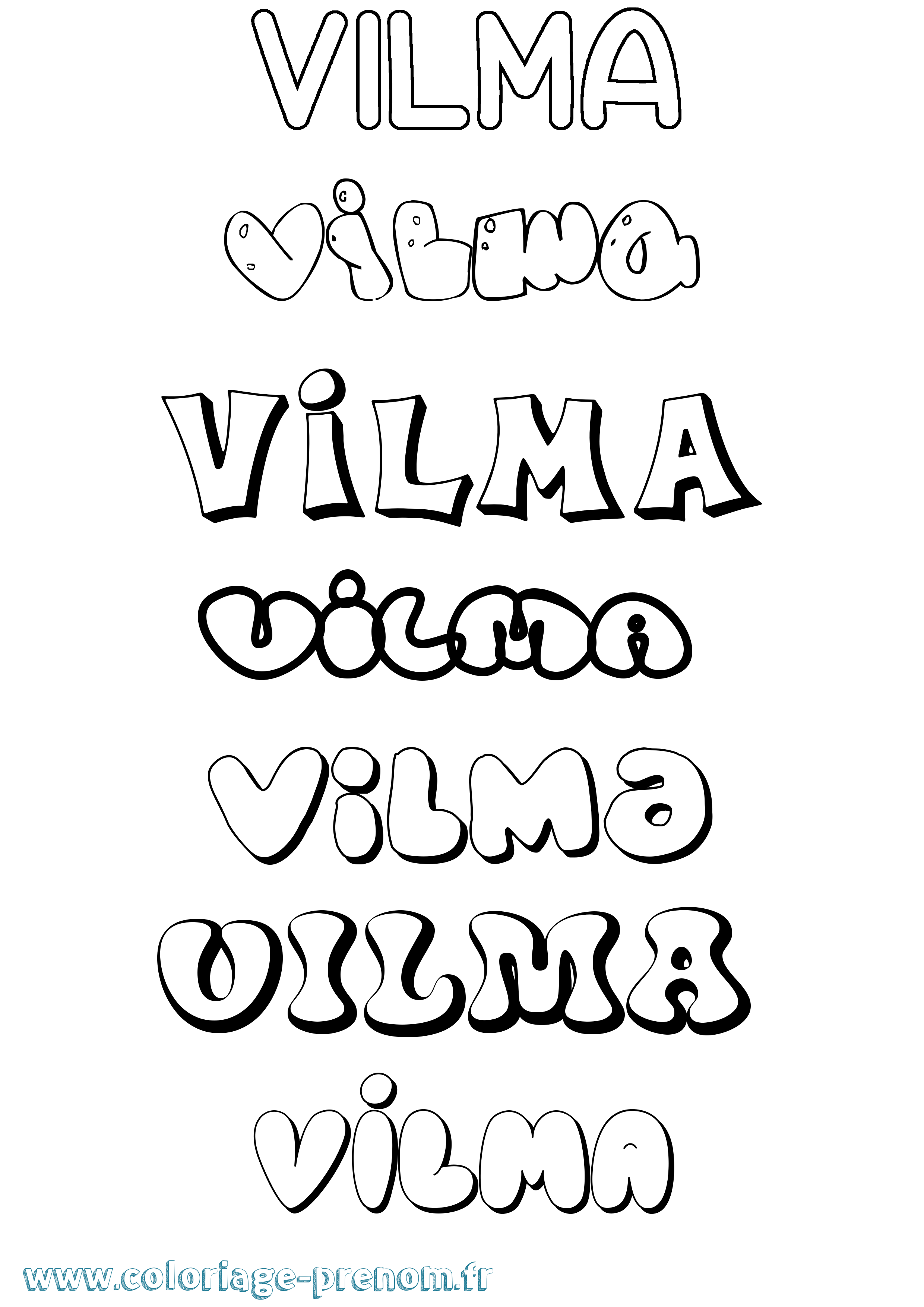 Coloriage Vilma Bubble Coloriage prénom Vilma Bubble