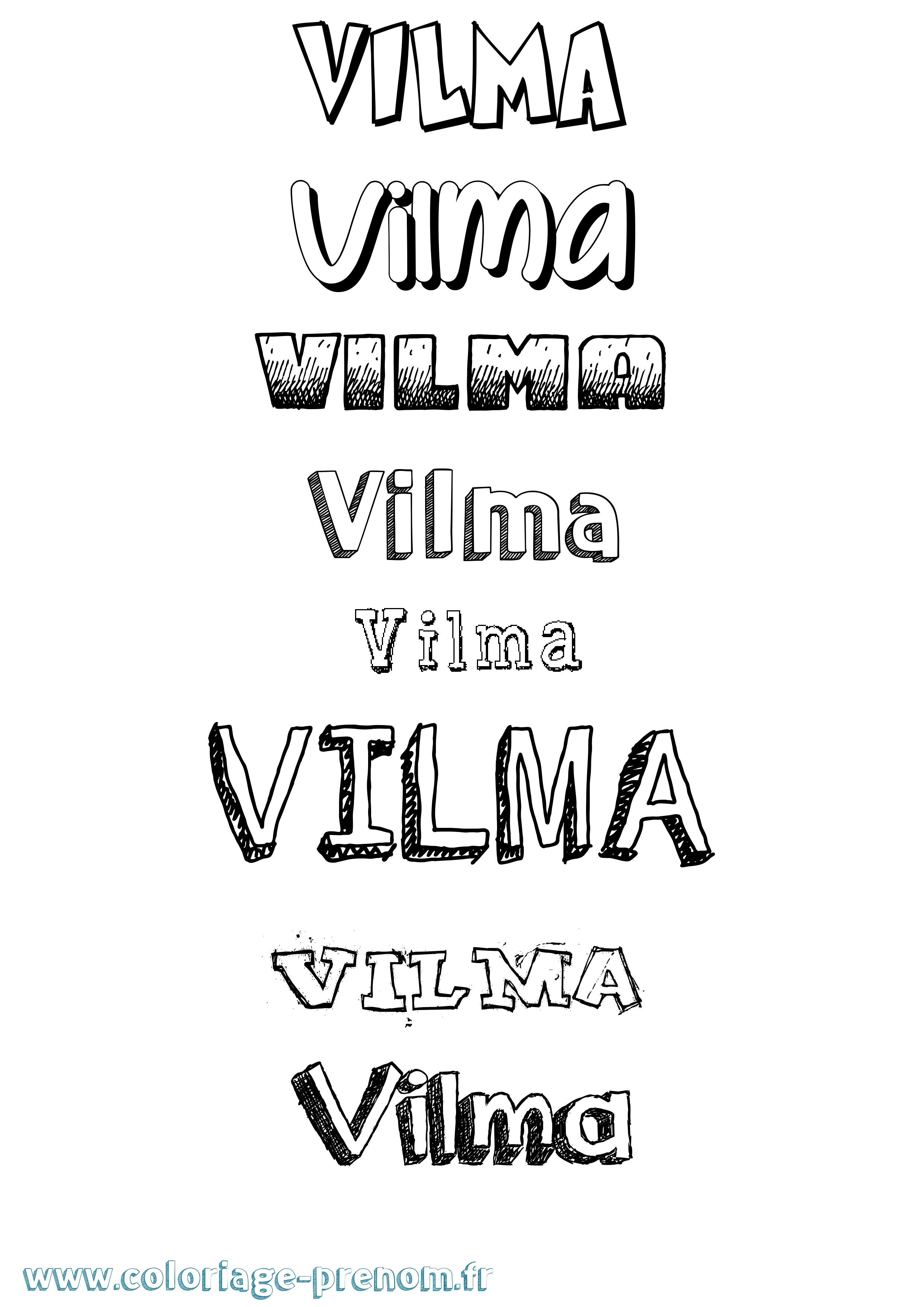 Coloriage Vilma Dessiné Coloriage prénom Vilma Dessiné