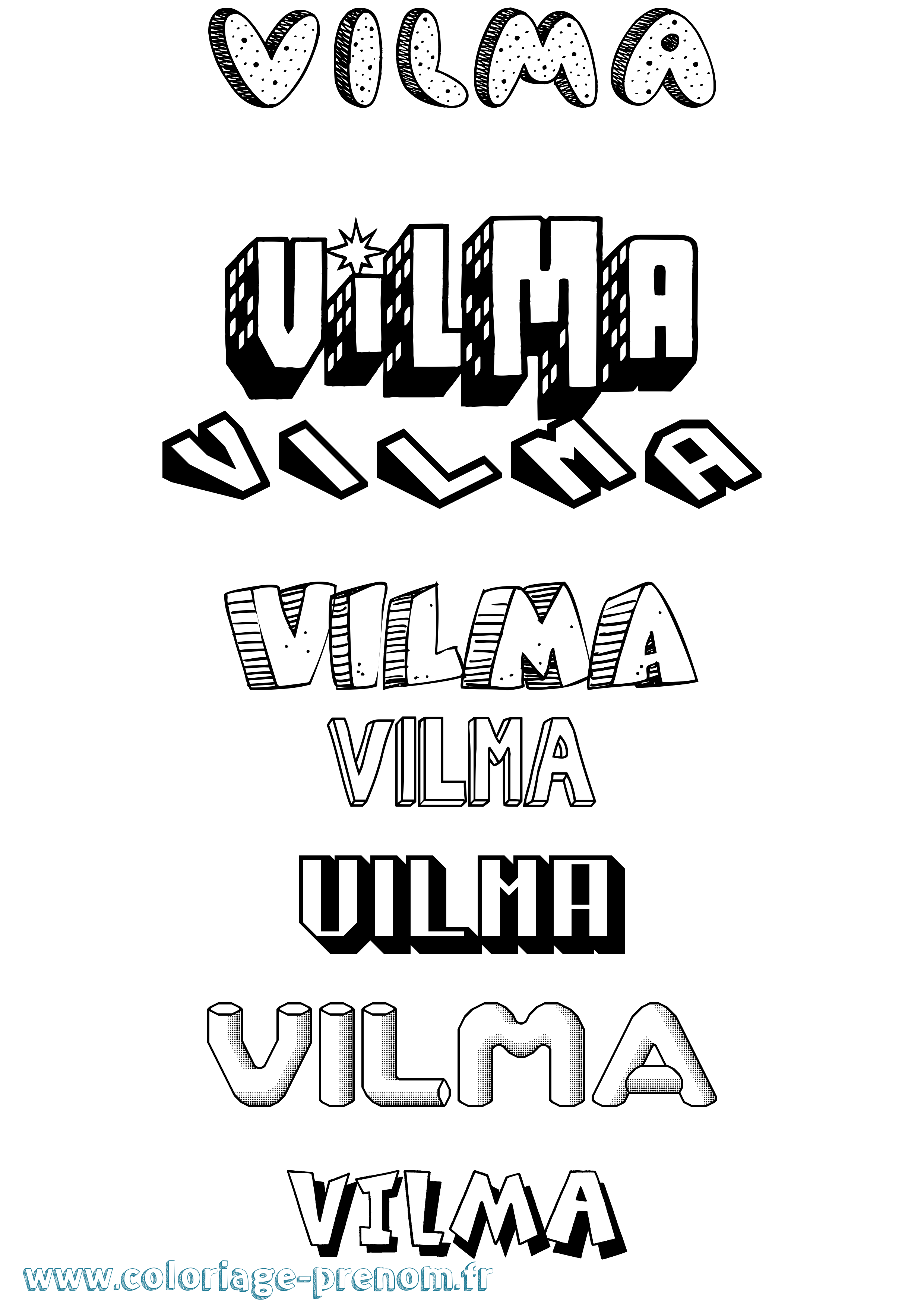 Coloriage Vilma Effet 3D Coloriage prénom Vilma Effet 3D