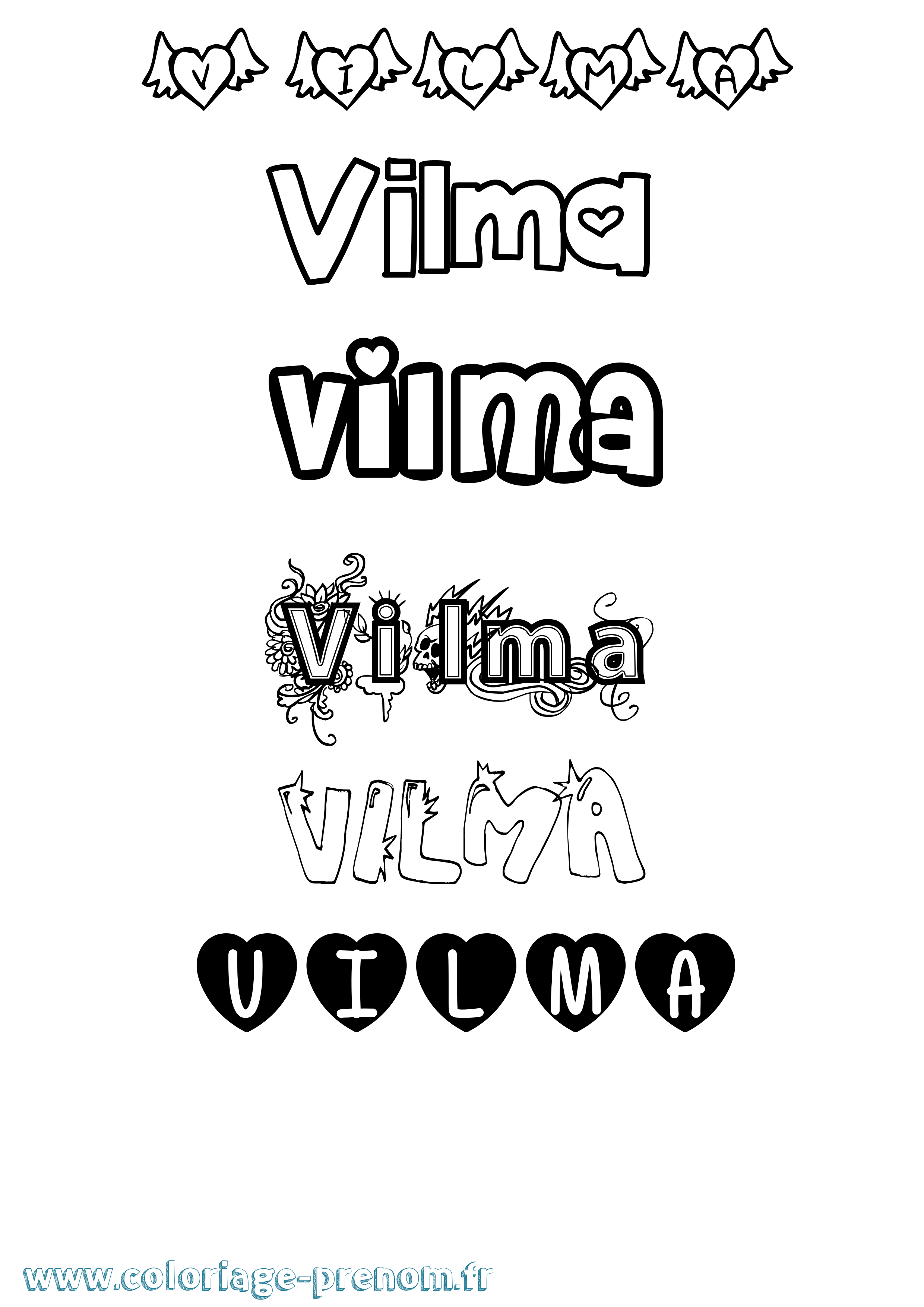 Coloriage Vilma Girly Coloriage prénom Vilma Girly