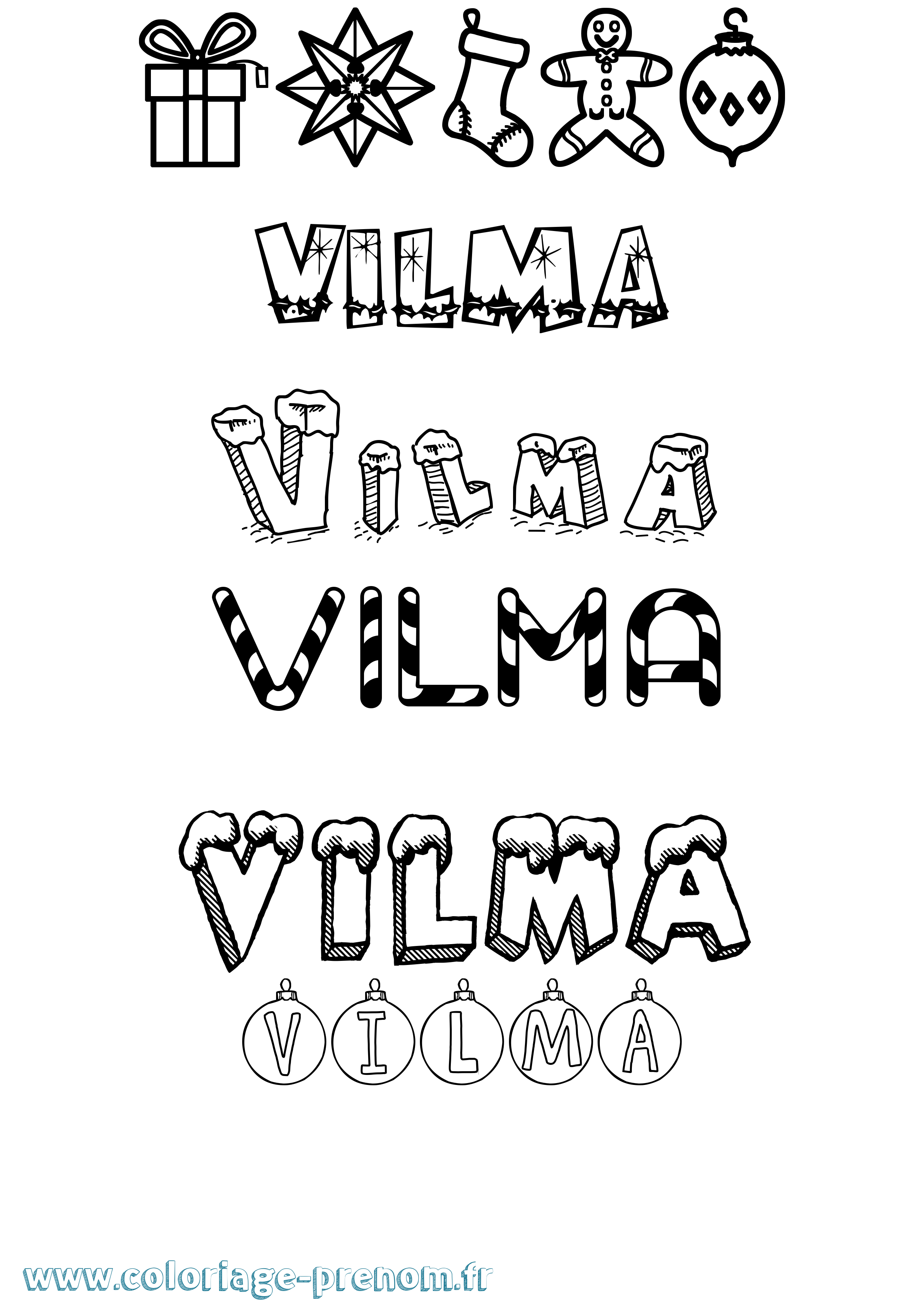 Coloriage Vilma Noël Coloriage prénom Vilma Noël