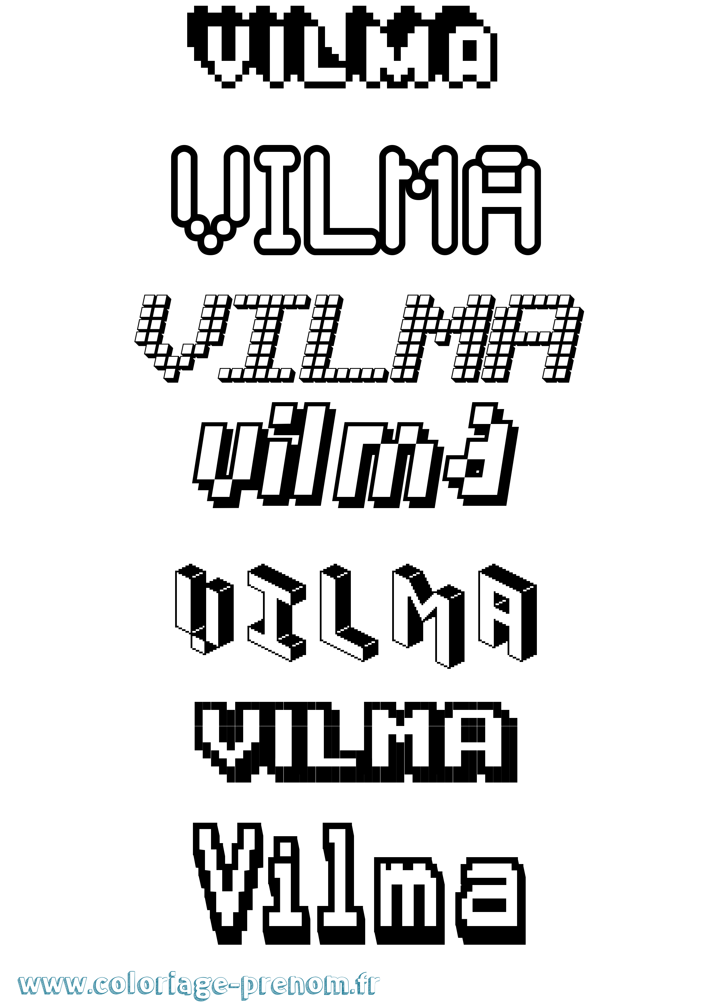 Coloriage Vilma Pixel Coloriage prénom Vilma Pixel