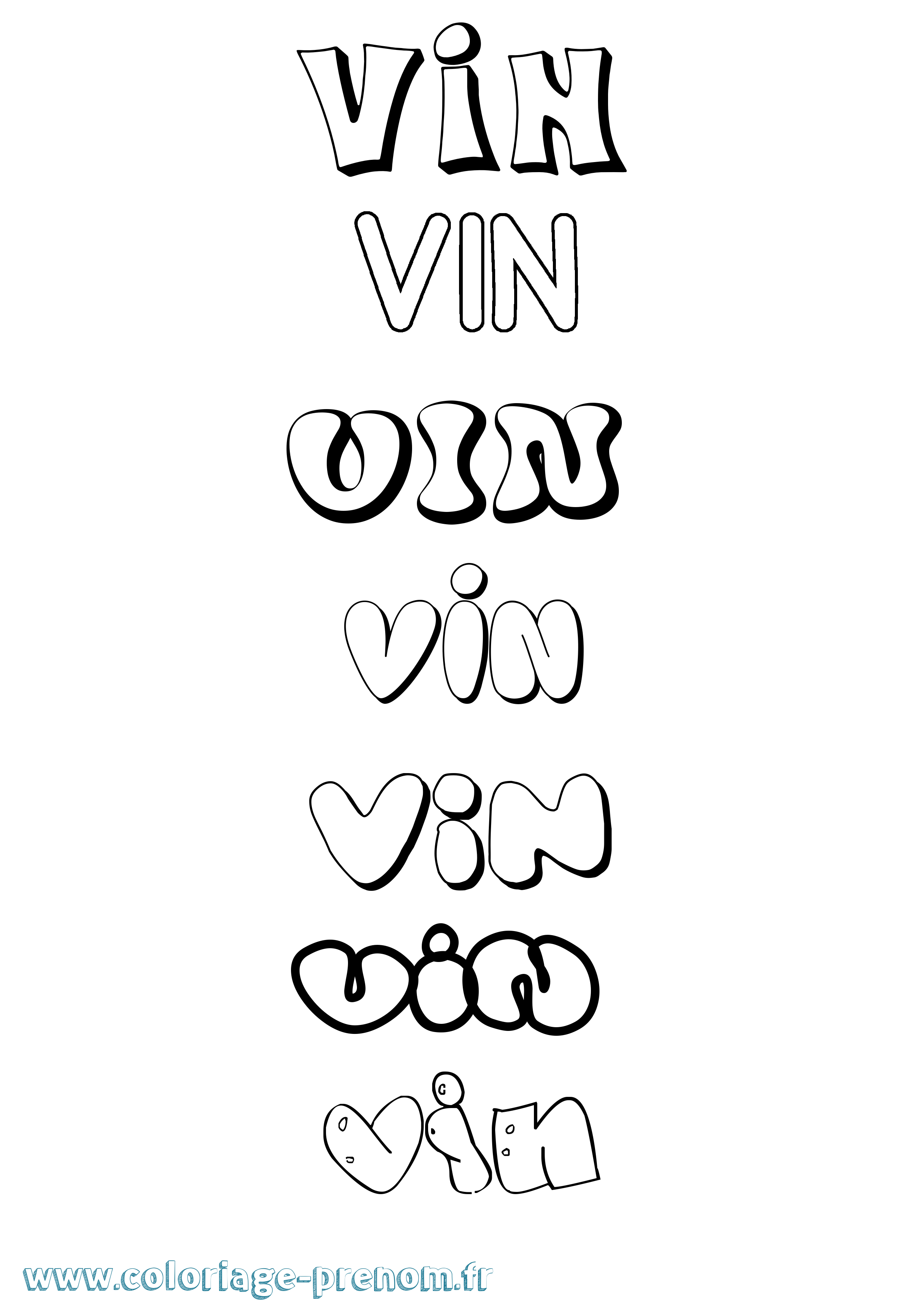Coloriage Vin Bubble Coloriage prénom Vin Bubble