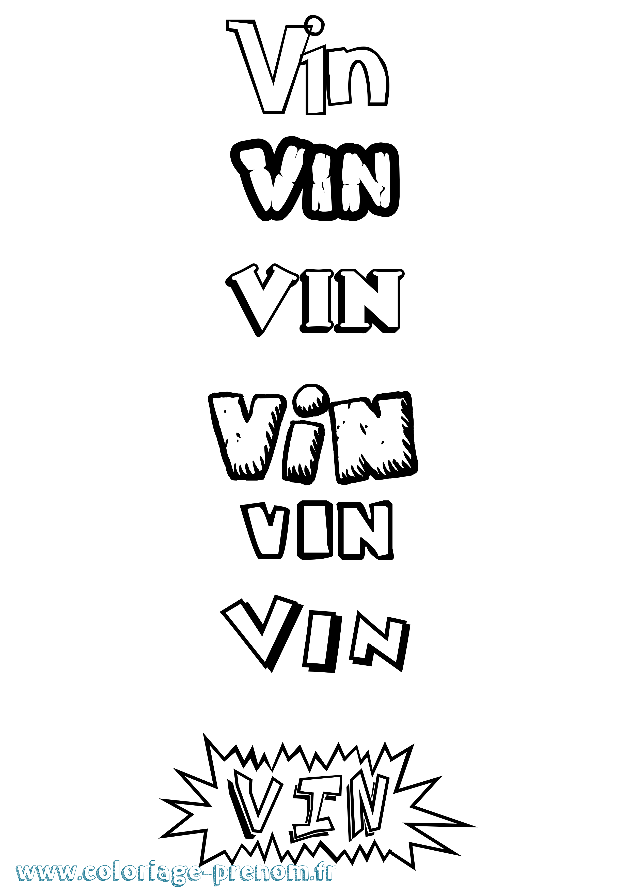 Coloriage Vin Dessin Animé Coloriage prénom Vin Dessin Animé