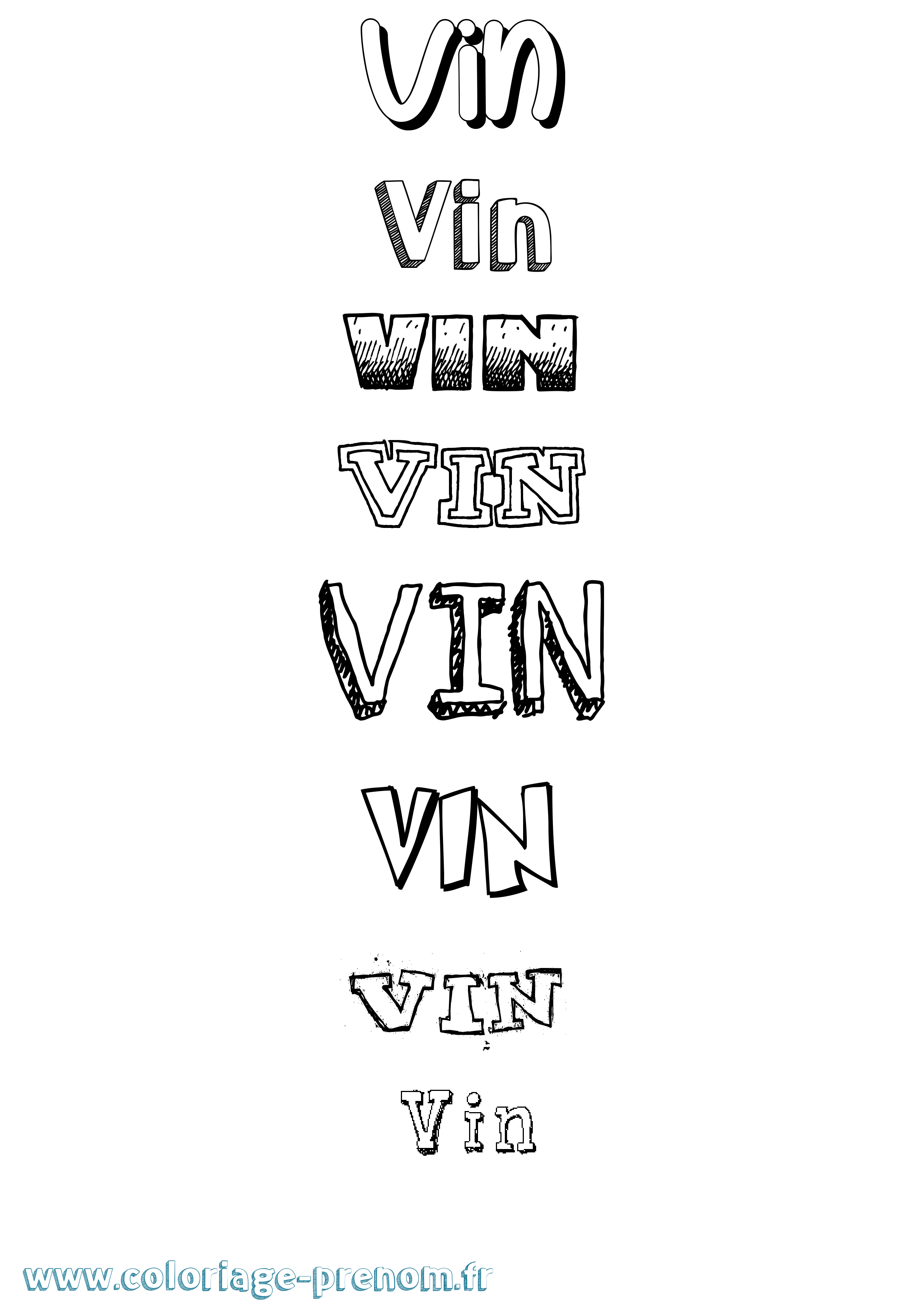 Coloriage Vin Dessiné Coloriage prénom Vin Dessiné